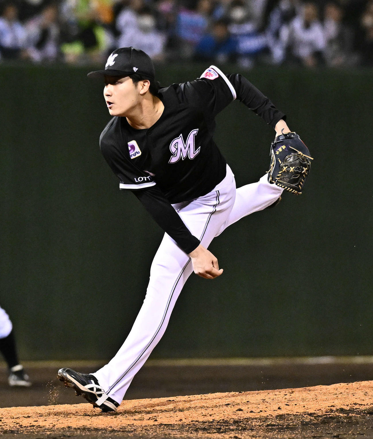 西武対ロッテ　ロッテ3番手の菊地（撮影・滝沢徹郎）