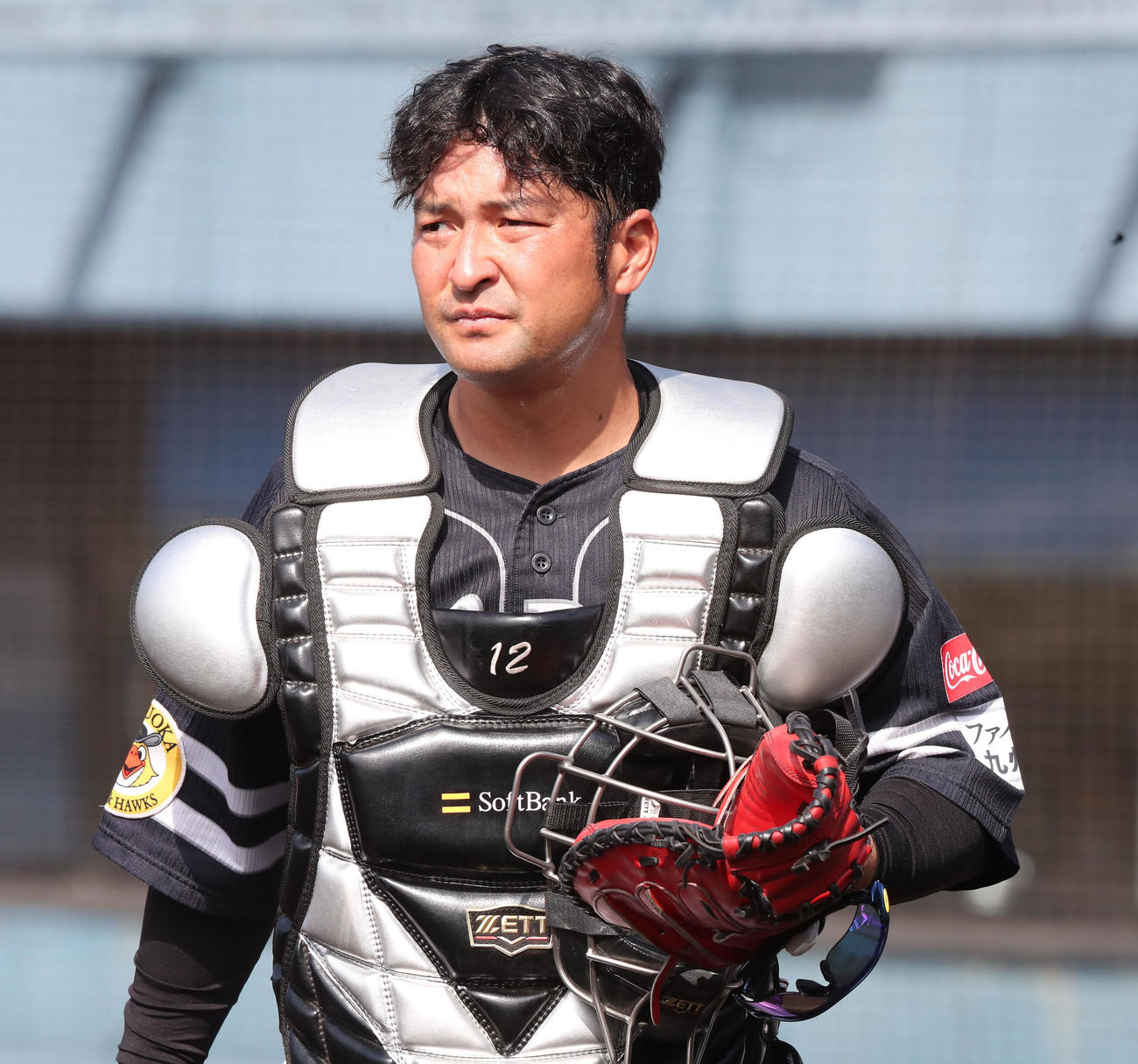 ソフトバンク嶺井博希（2025年2月15日撮影）