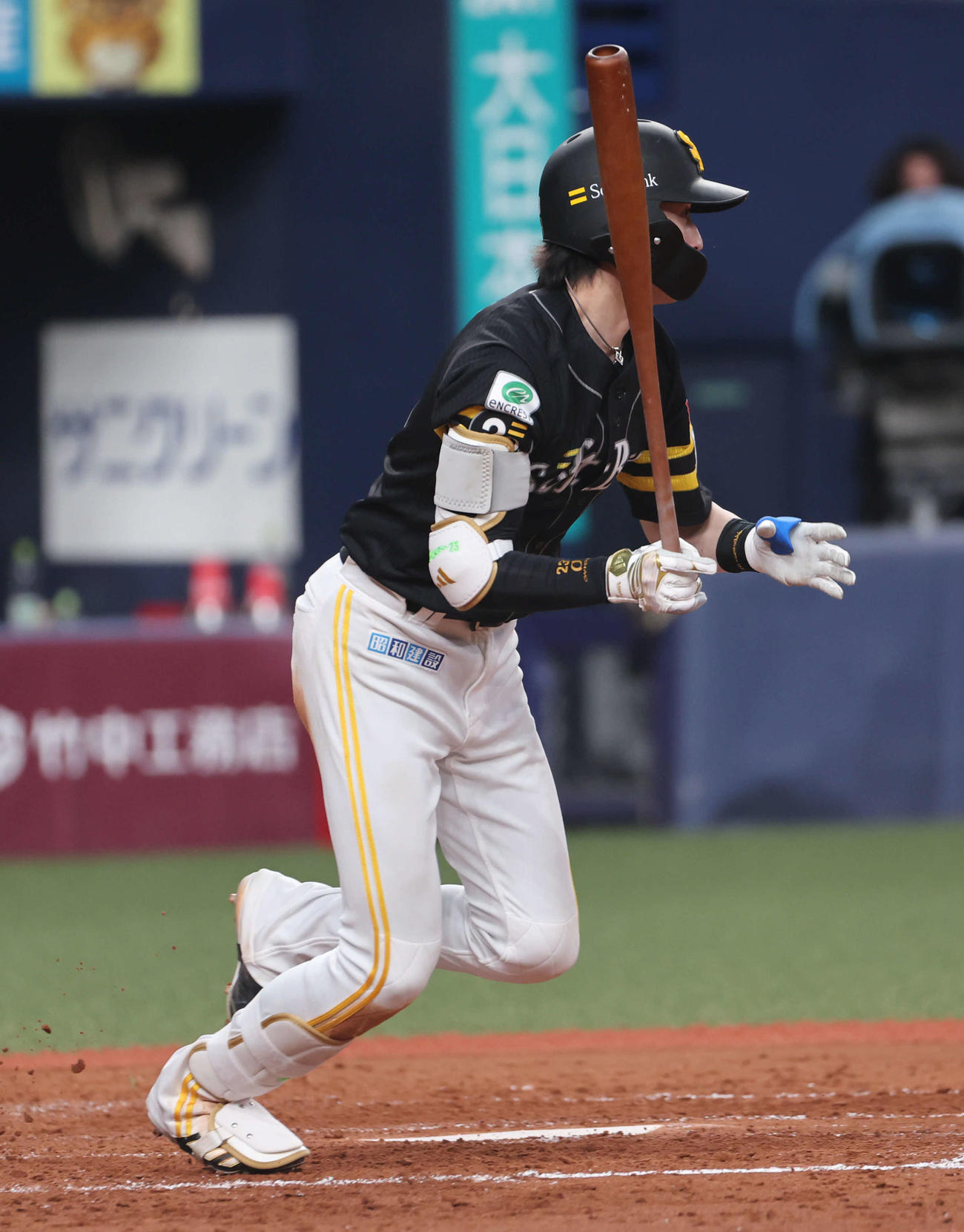 オリックス対ソフトバンク　5回表ソフトバンク1死、周東は遊撃へ内野安打を放つ（撮影・西尾就之）