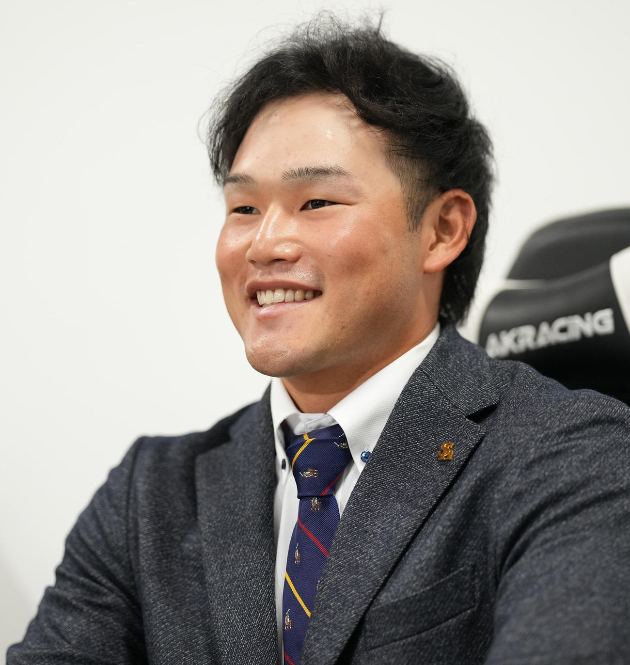 支配下登録となり会見に臨むソフトバンク山本（撮影・鈴木みどり）