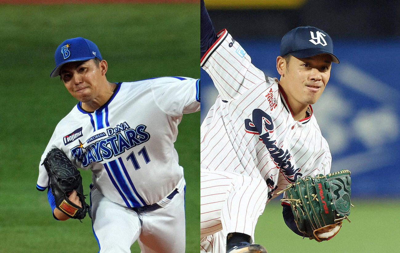 DeNA東克樹（左）とヤクルト小川泰弘