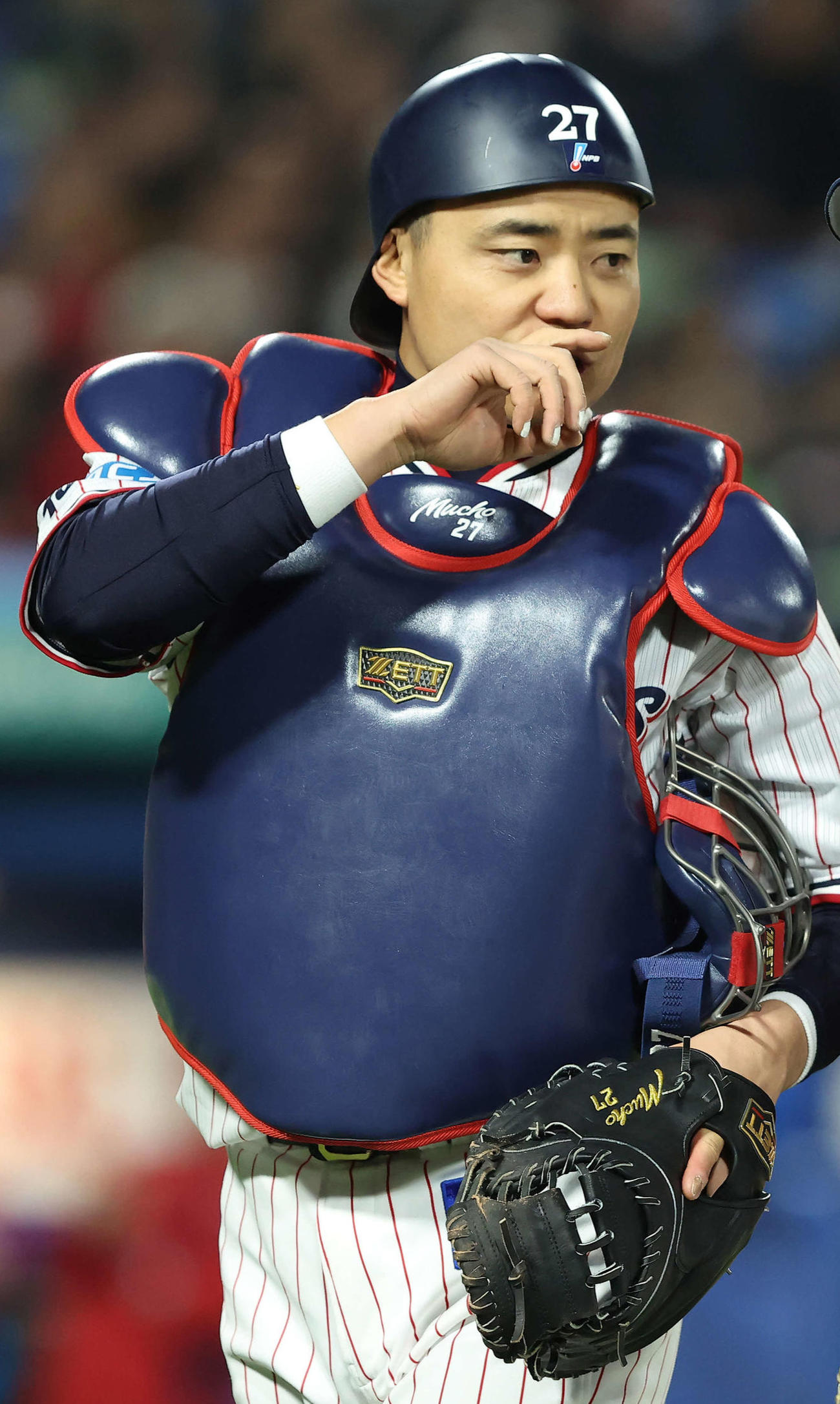 ヤクルト中村悠平（2025年4月3日撮影）