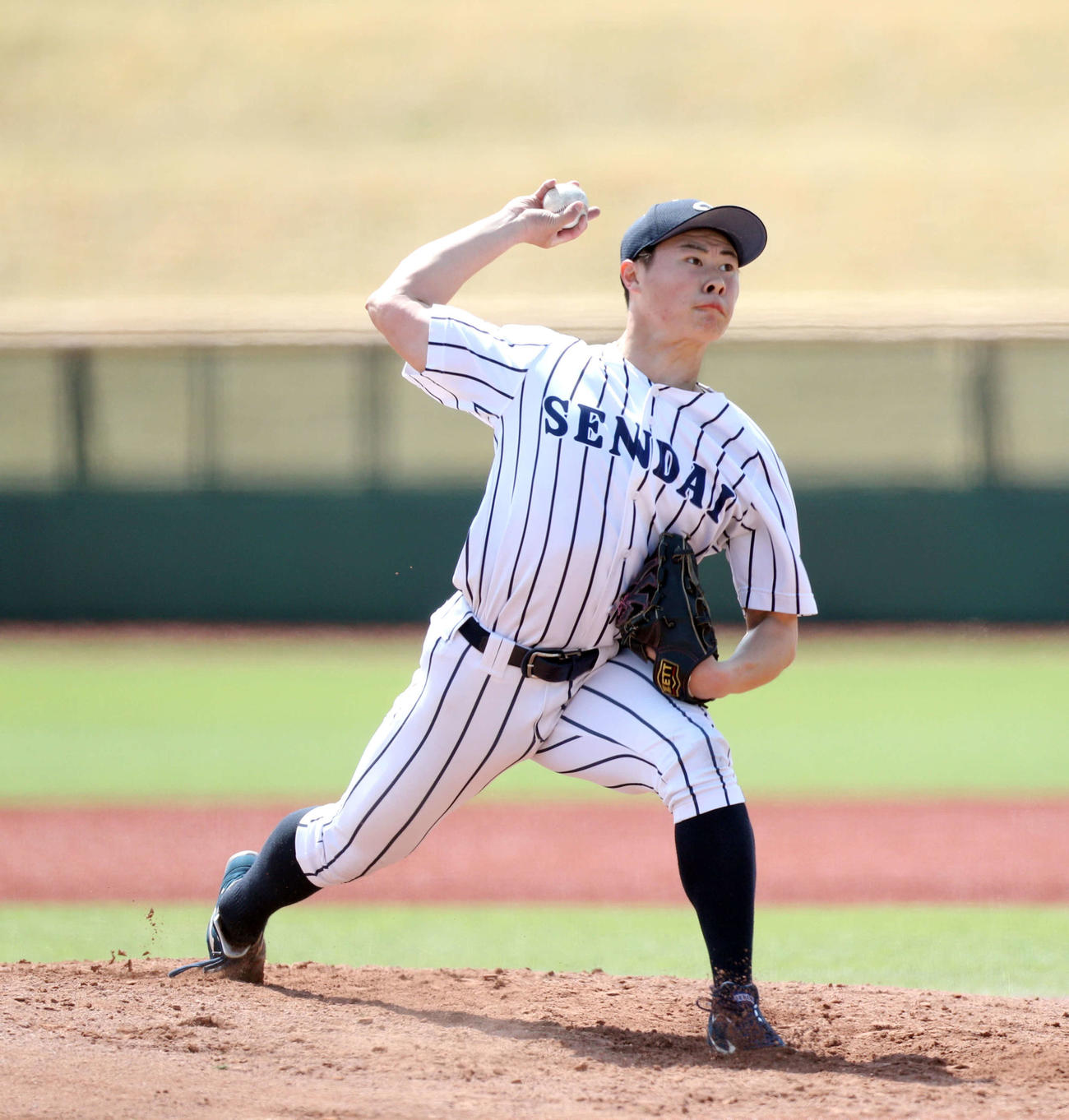 宮教大対仙台大　2番手で登板し、3回無安打無失点と好投した仙台大・田中（撮影・木村有優）