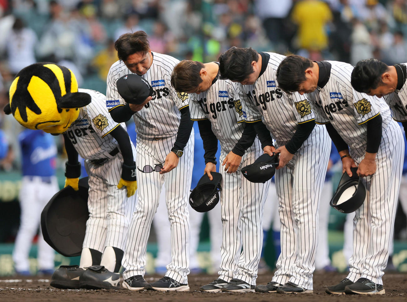 阪神対中日　中日に敗れファンにあいさつする阪神藤川監督（左）ら（撮影・上山淳一）