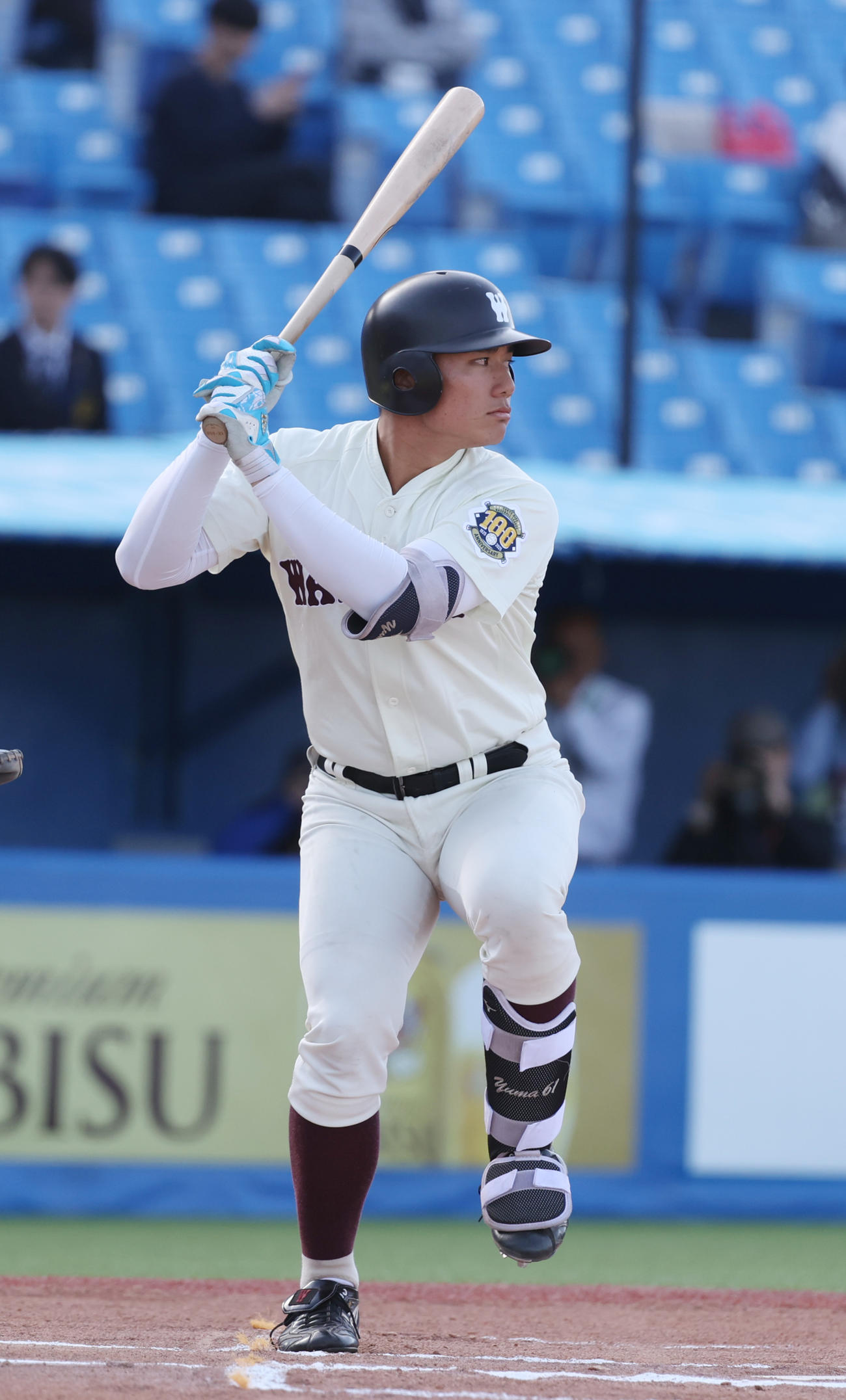 早大対東大　6回表早大無死、代打で打席に立つ早大・清宮（撮影・柴田隆二）
