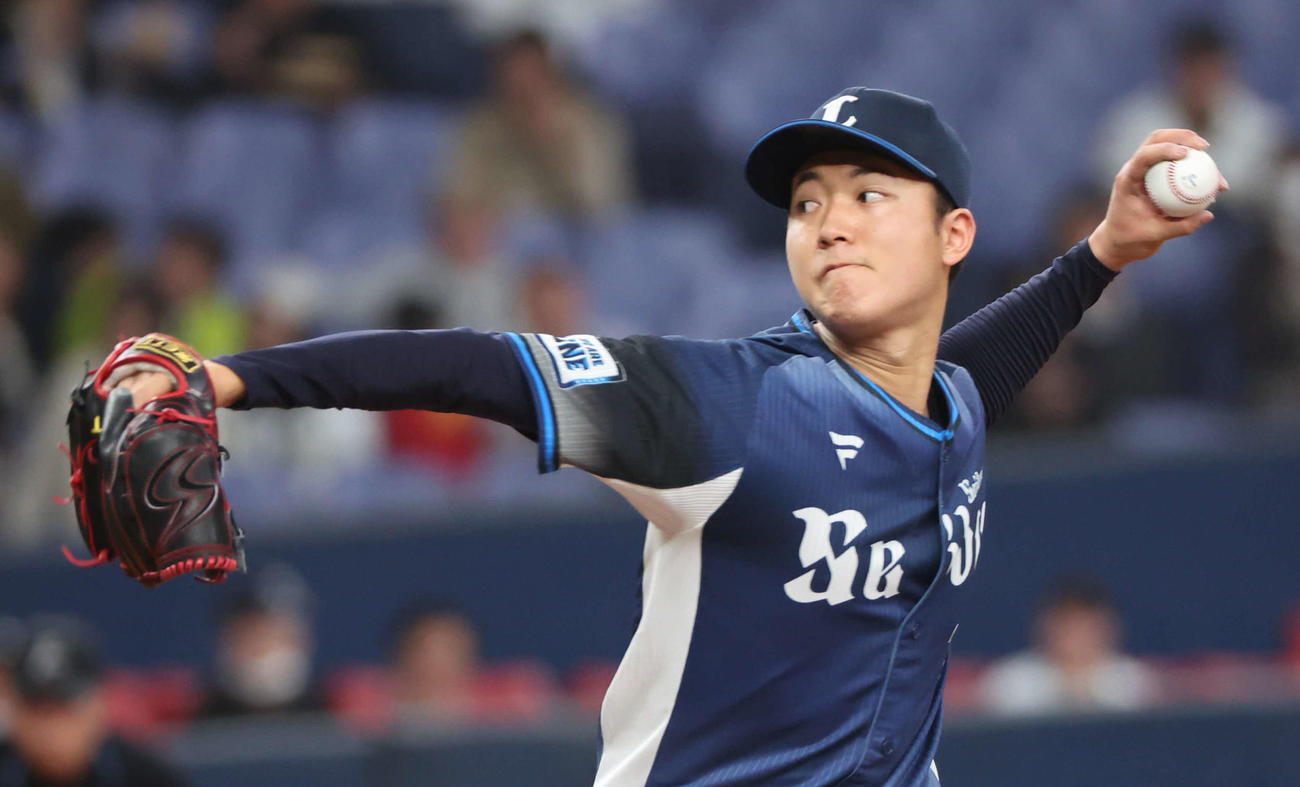 オリックス対西武　西武先発菅井（撮影・西尾就之）