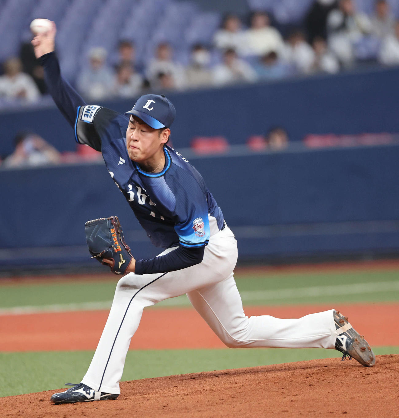 オリックス対西武　西武先発の上田（撮影・西尾就之）