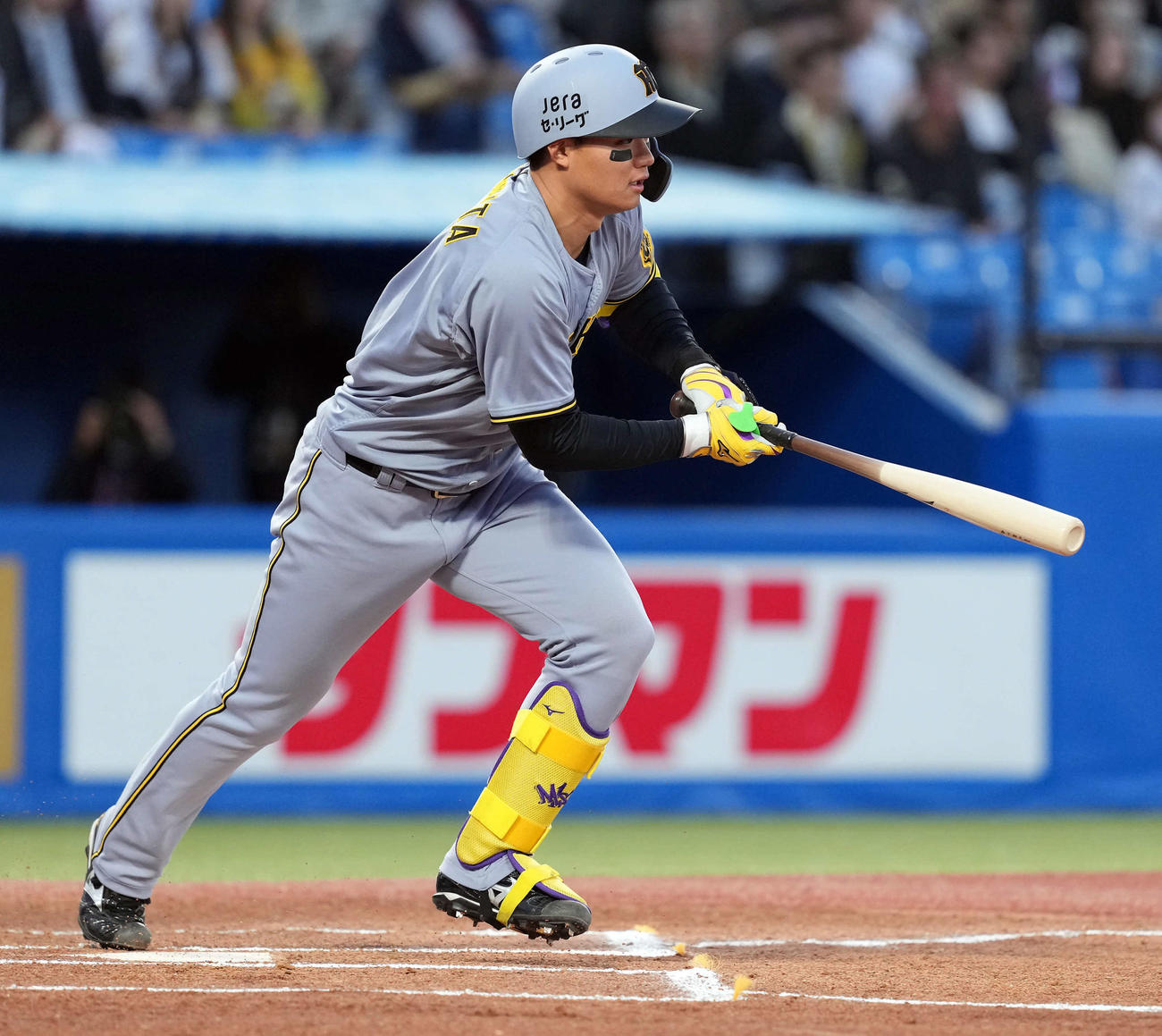 ヤクルト対阪神　1回表阪神2死、右前打を放つ森下（撮影・たえ見朱実）