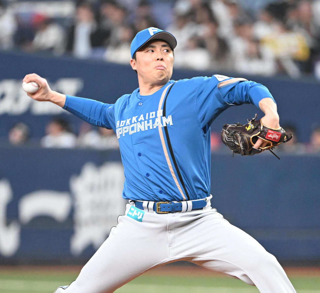 オリックス対日本ハム　9回に登板する日本ハム田中（撮影・和賀正仁）