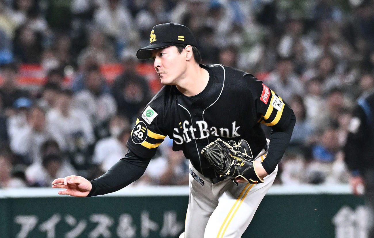 西武対ソフトバンク　ソフトバンク先発の有原（撮影・滝沢徹郎）