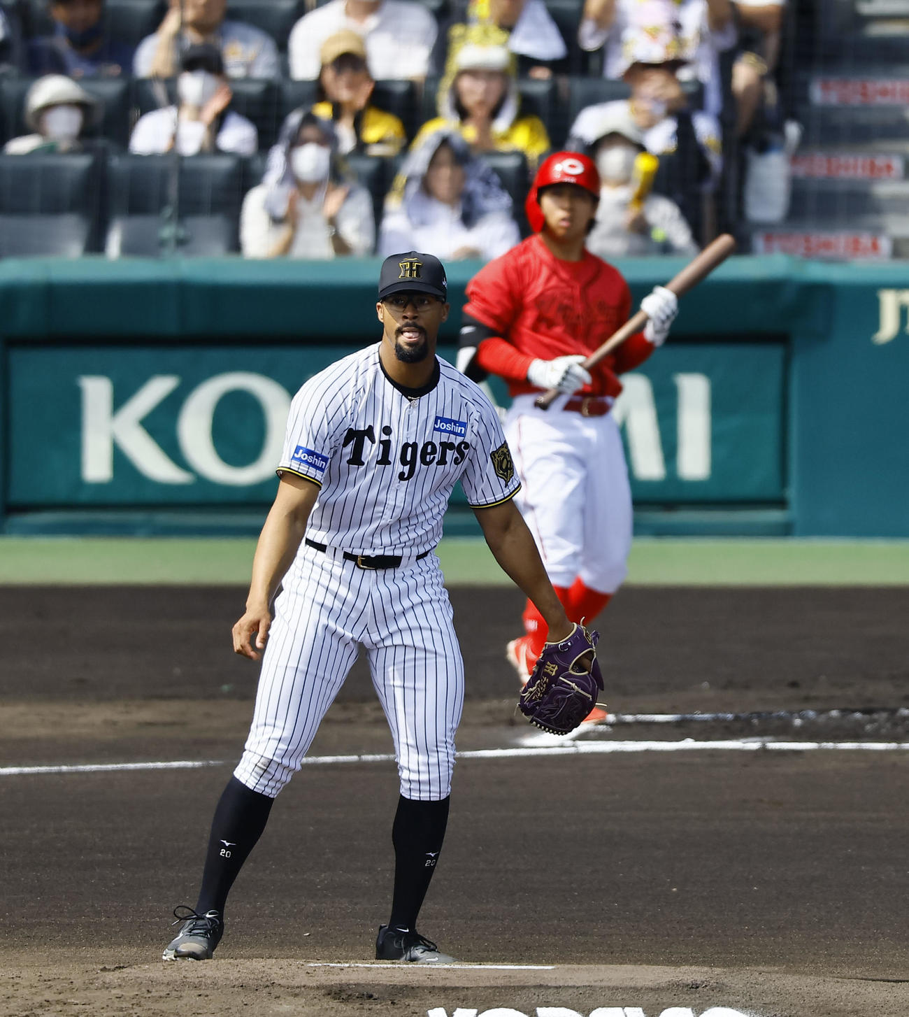 阪神対広島　1回表阪神1死、羽月を三振に仕留めたデュプランティエ（撮影・藤尾明華）