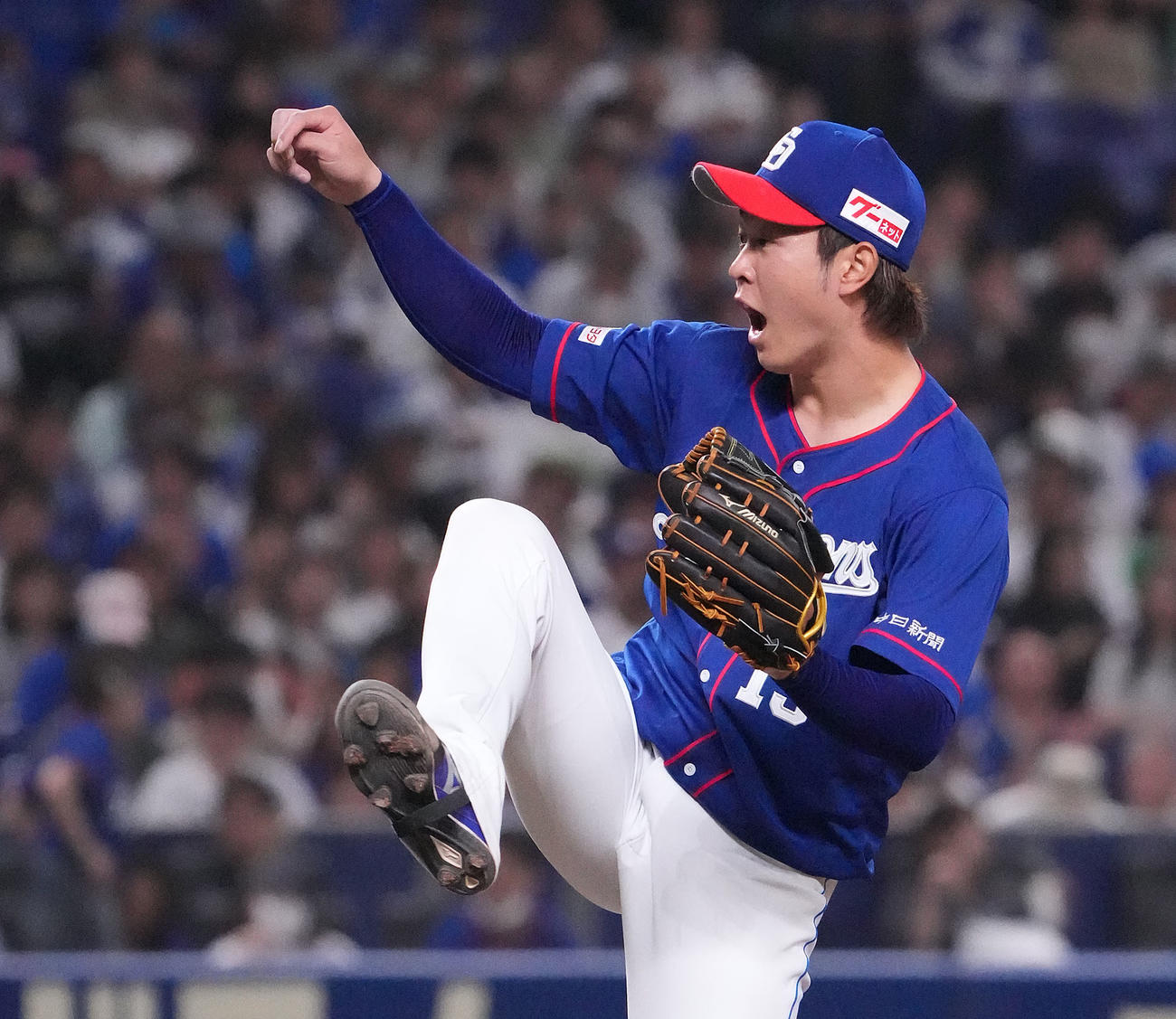 中日対DeNA 7回表、力投する中日先発の高橋宏（撮影・森本幸一）