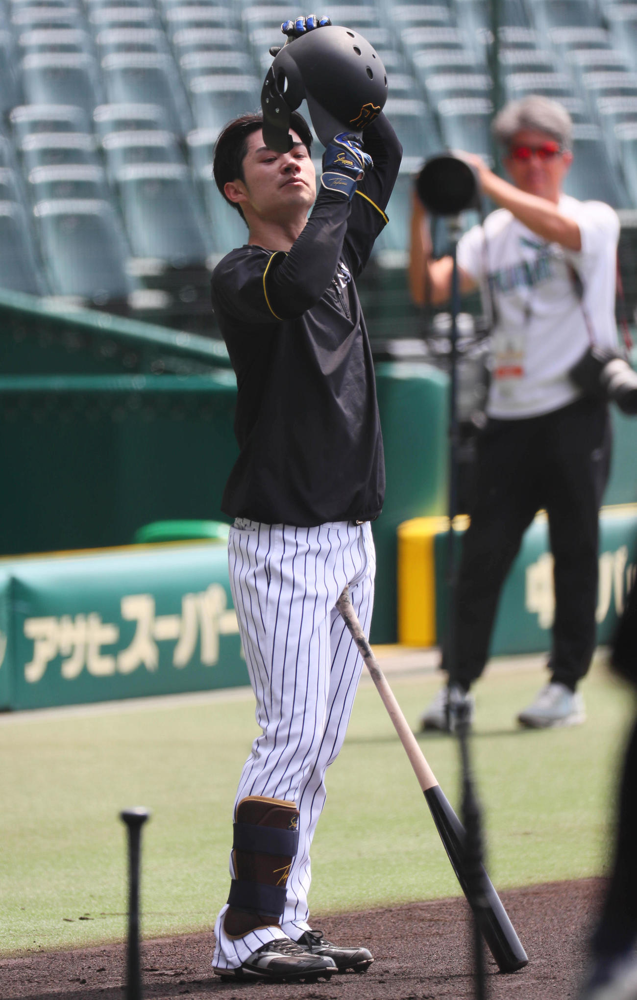 阪神対広島　打撃練習を行う阪神中野（撮影・宮崎幸一）