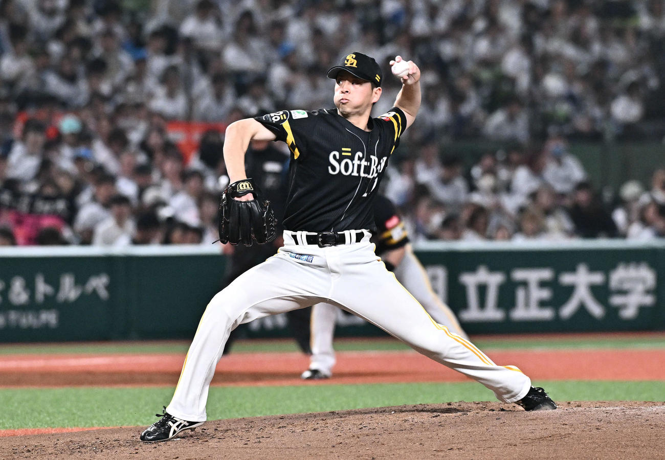 西武対ソフトバンク　ソフトバンク先発の大関（撮影・滝沢徹郎）