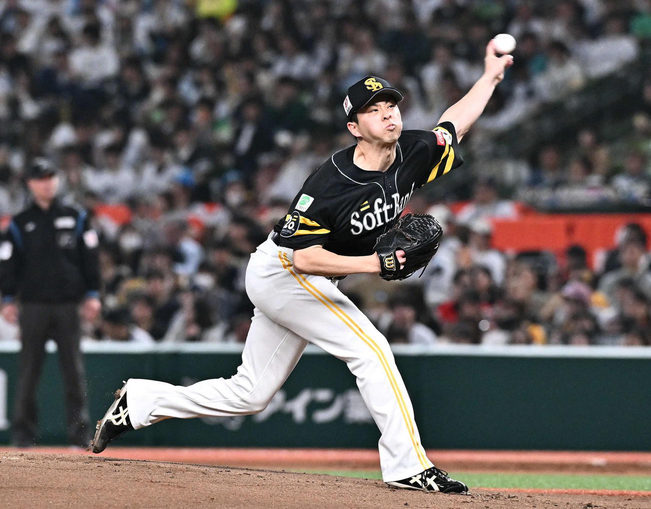 西武対ソフトバンク　ソフトバンク先発の大関（撮影・滝沢徹郎）