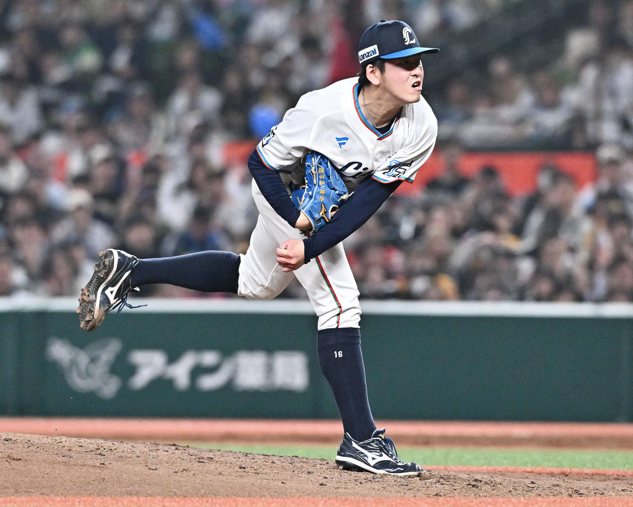西武対ソフトバンク　9回表、力投する西武先発の隅田（撮影・滝沢徹郎）