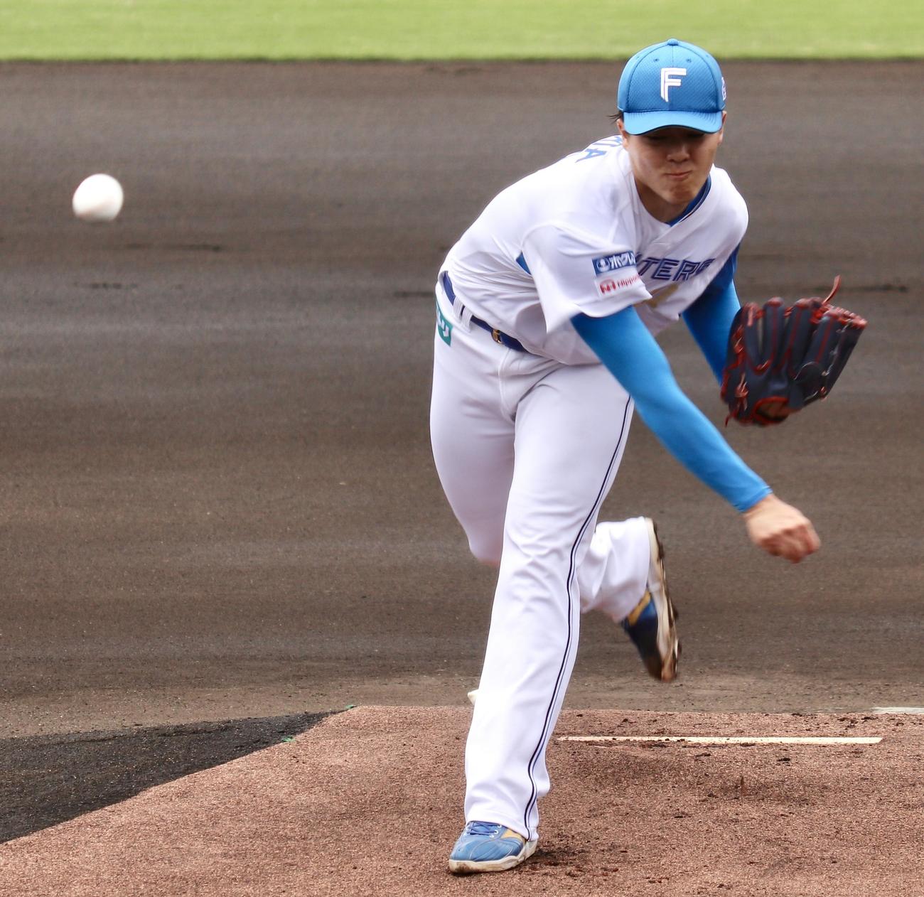 イースタン・リーグ　日本ハム対オイシックス　日本ハム先発の柴田（撮影・黒須亮）