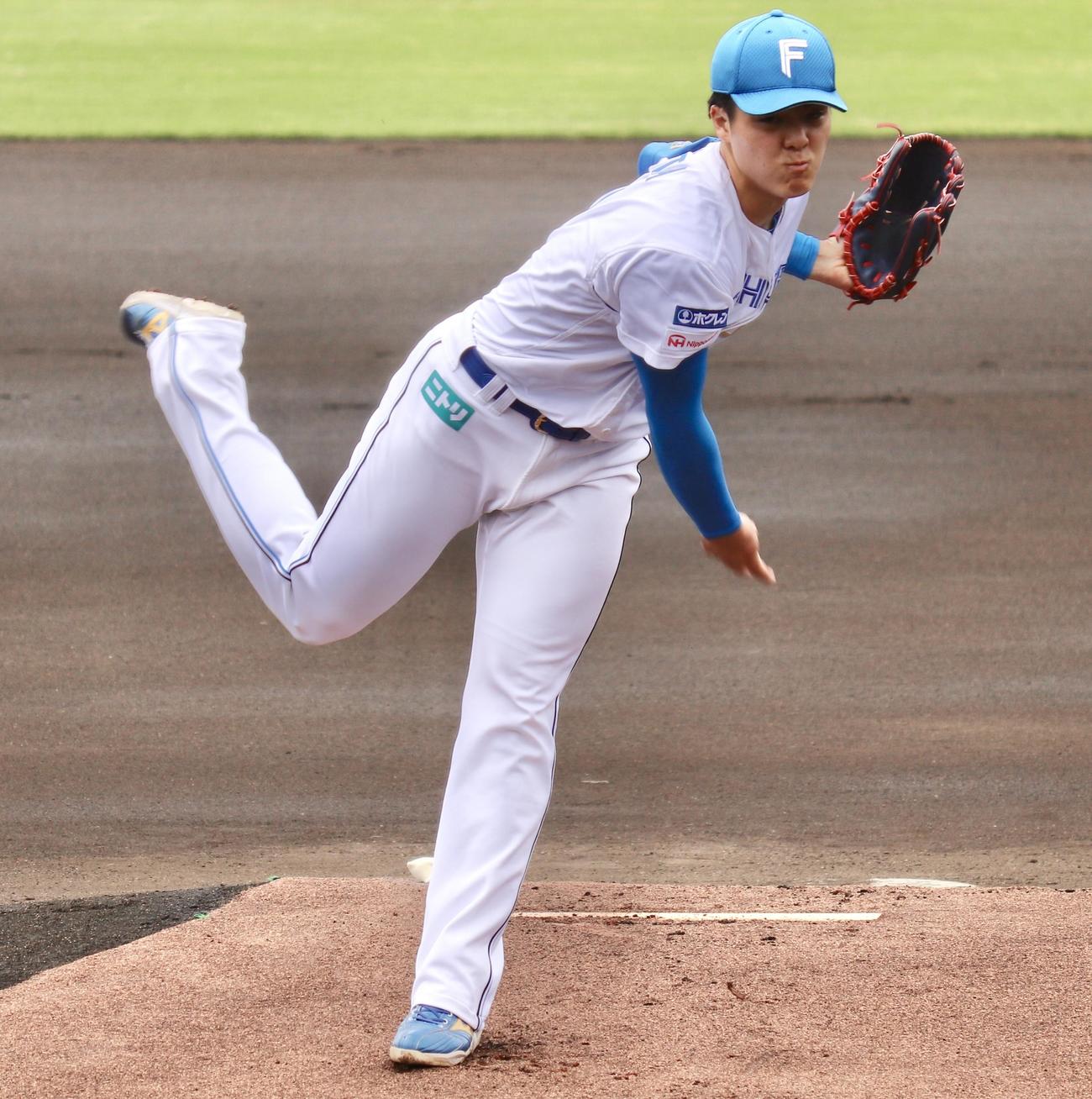 イースタン・リーグ　日本ハム対オイシックス　日本ハム先発の柴田（撮影・黒須亮）