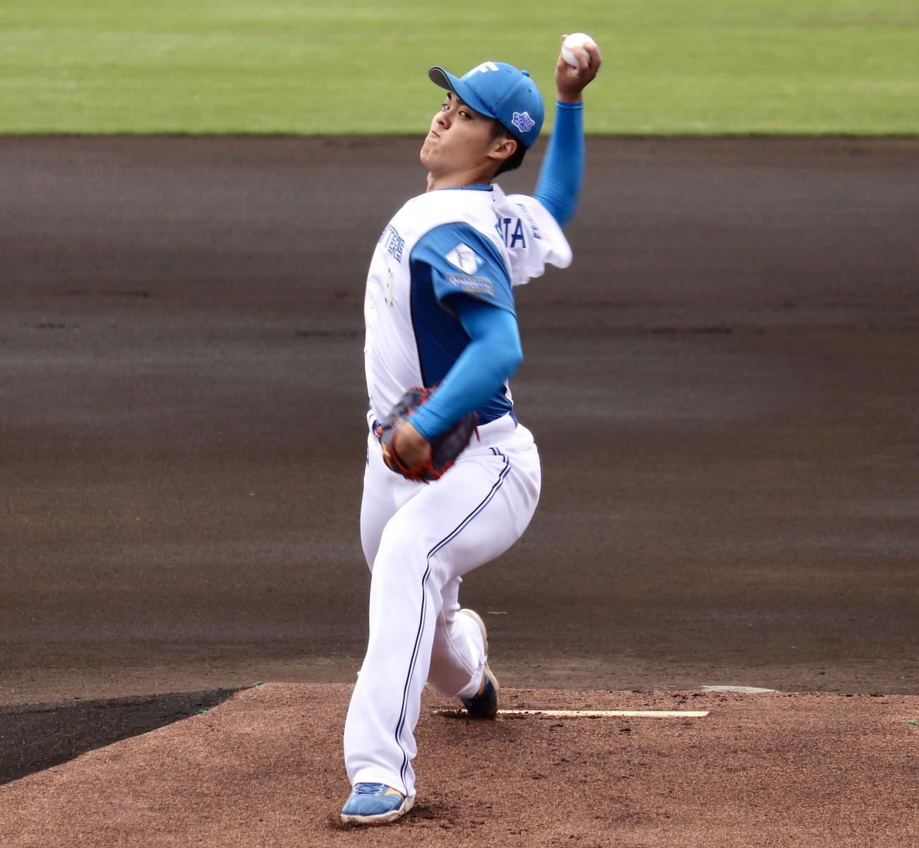 イースタン・リーグ　日本ハム対オイシックス　日本ハム先発の柴田（撮影・黒須亮）
