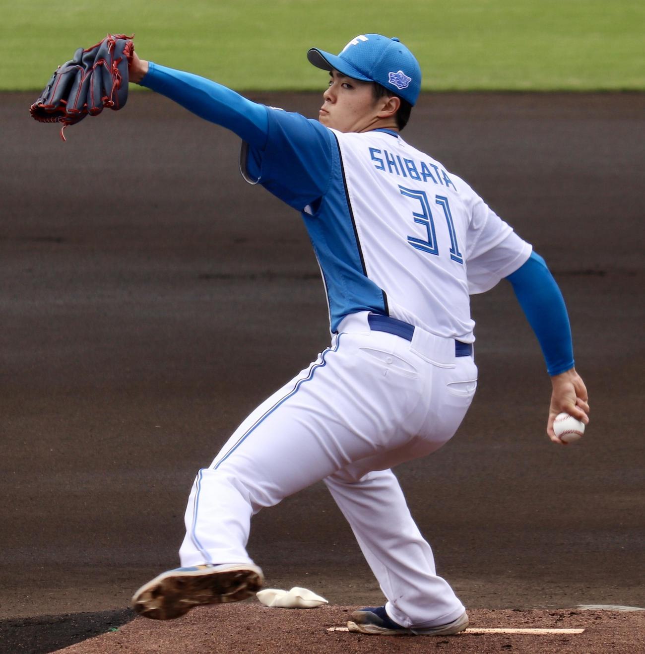 イースタン・リーグ　日本ハム対オイシックス　日本ハム先発の柴田（撮影・黒須亮）