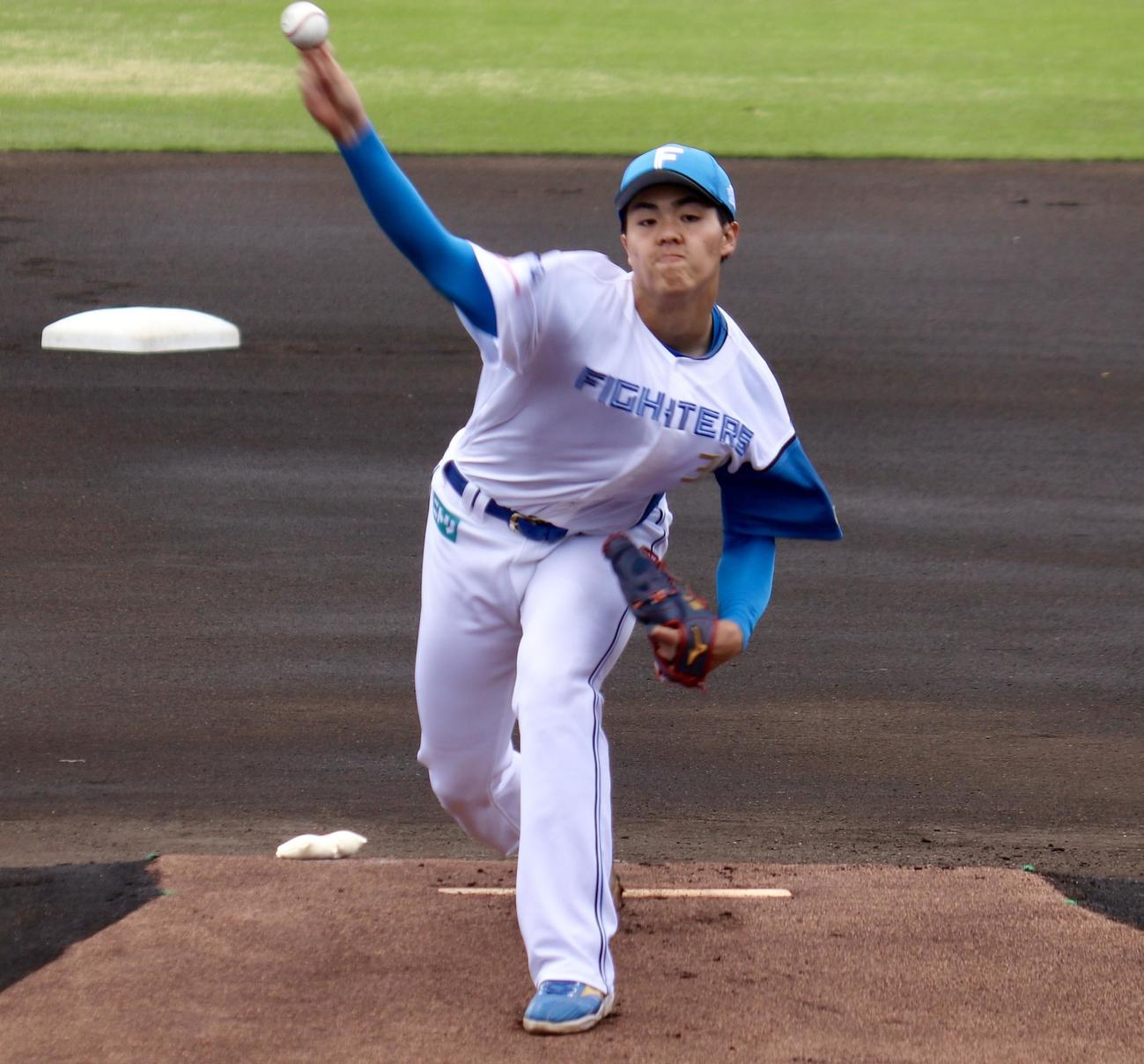 イースタン・リーグ　日本ハム対オイシックス　日本ハム先発の柴田（撮影・黒須亮）