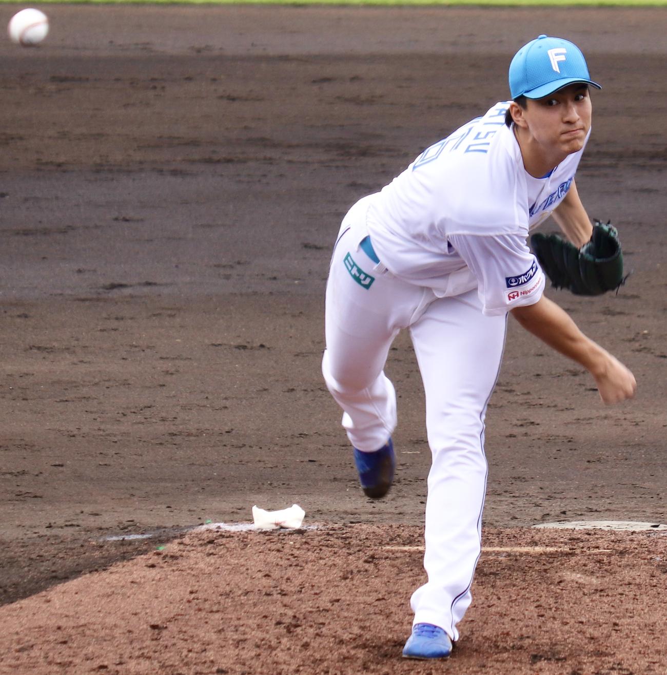 イースタン・リーグ　日本ハム対オイシックス　自己最速を更新した日本ハム達（撮影・黒須亮）