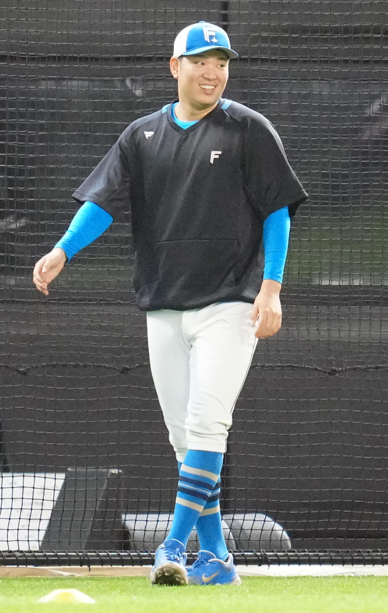 日本ハム対楽天　試合前練習に臨む日本ハム古林（撮影・江口和貴）