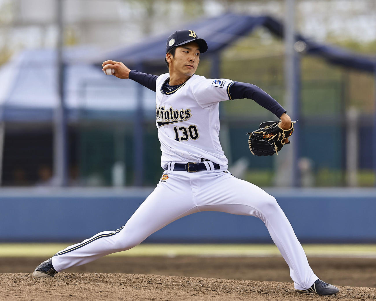 ウエスタンオリックス対阪神　9回途中、6番手で登板したオリックス小野（撮影・藤尾明華）