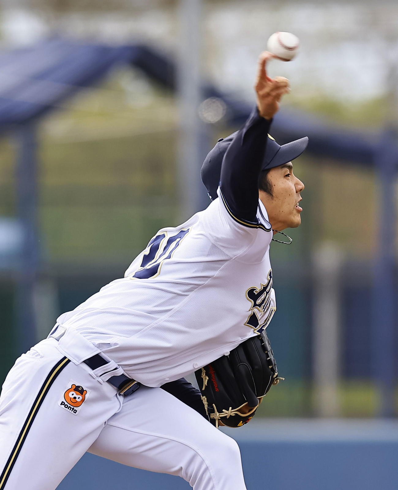 ウエスタンオリックス対阪神　9回途中、6番手で登板したオリックス小野（撮影・藤尾明華）