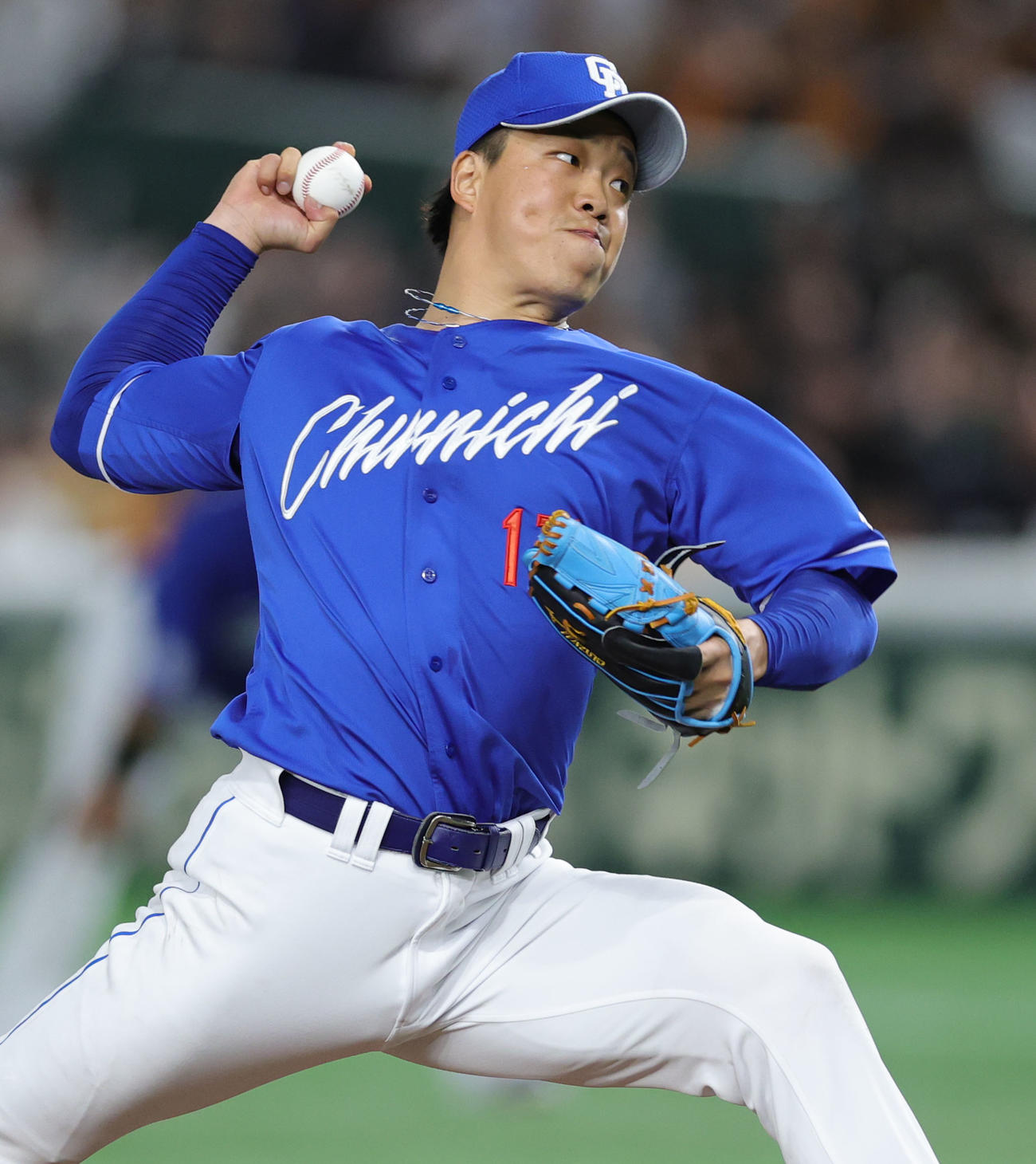 巨人対中日　中日先発の柳（撮影・野上伸悟）