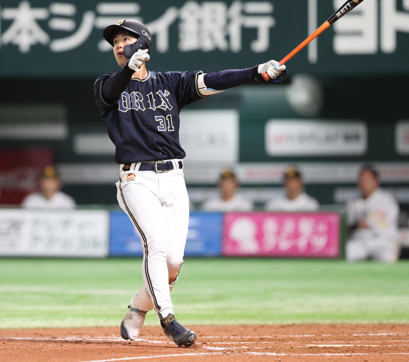 ソフトバンク対オリックス　4回表オリックス無死、太田は左越えに本塁打を放つ（撮影・梅根麻紀）