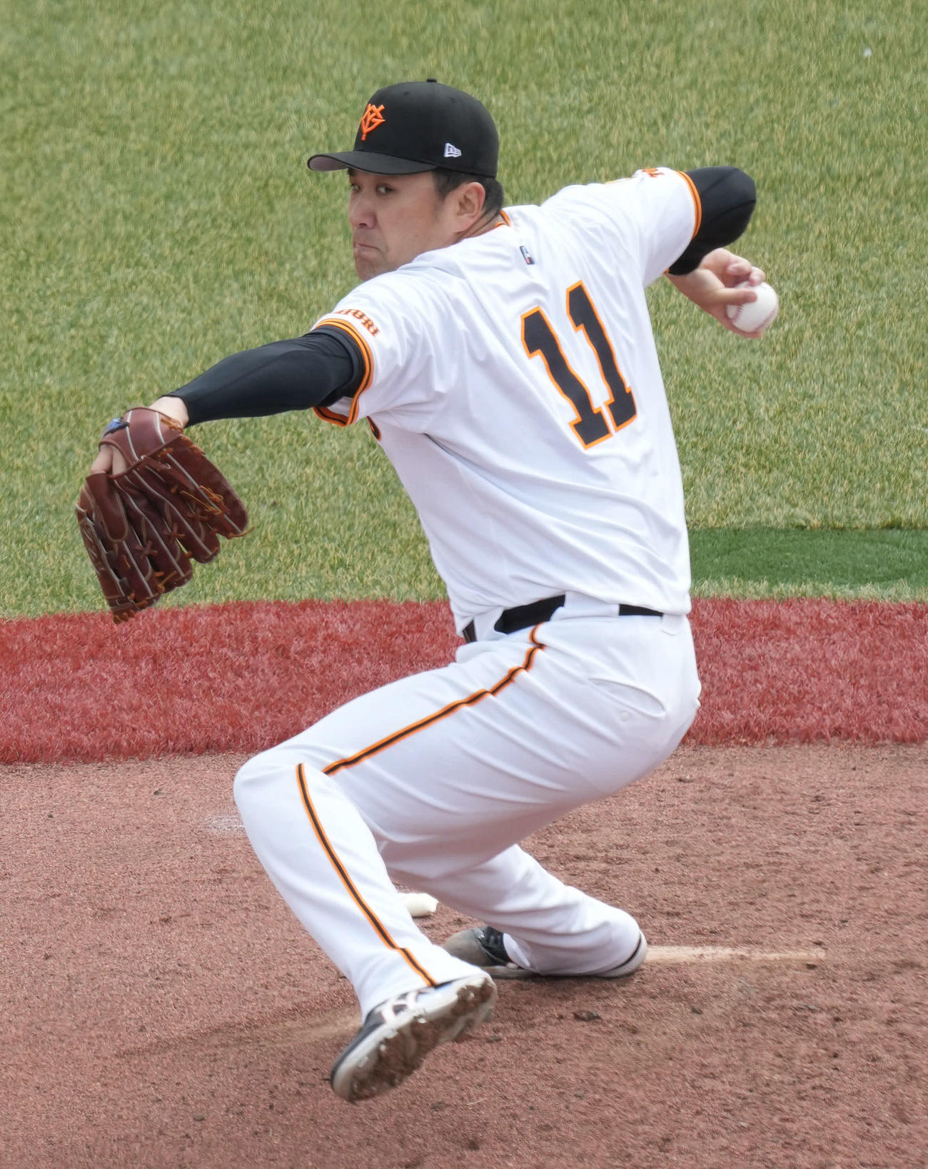 イースタン公式戦　巨人対日本ハム　先発で2回無失点と好投した巨人先発の田中将（撮影・小沢裕）