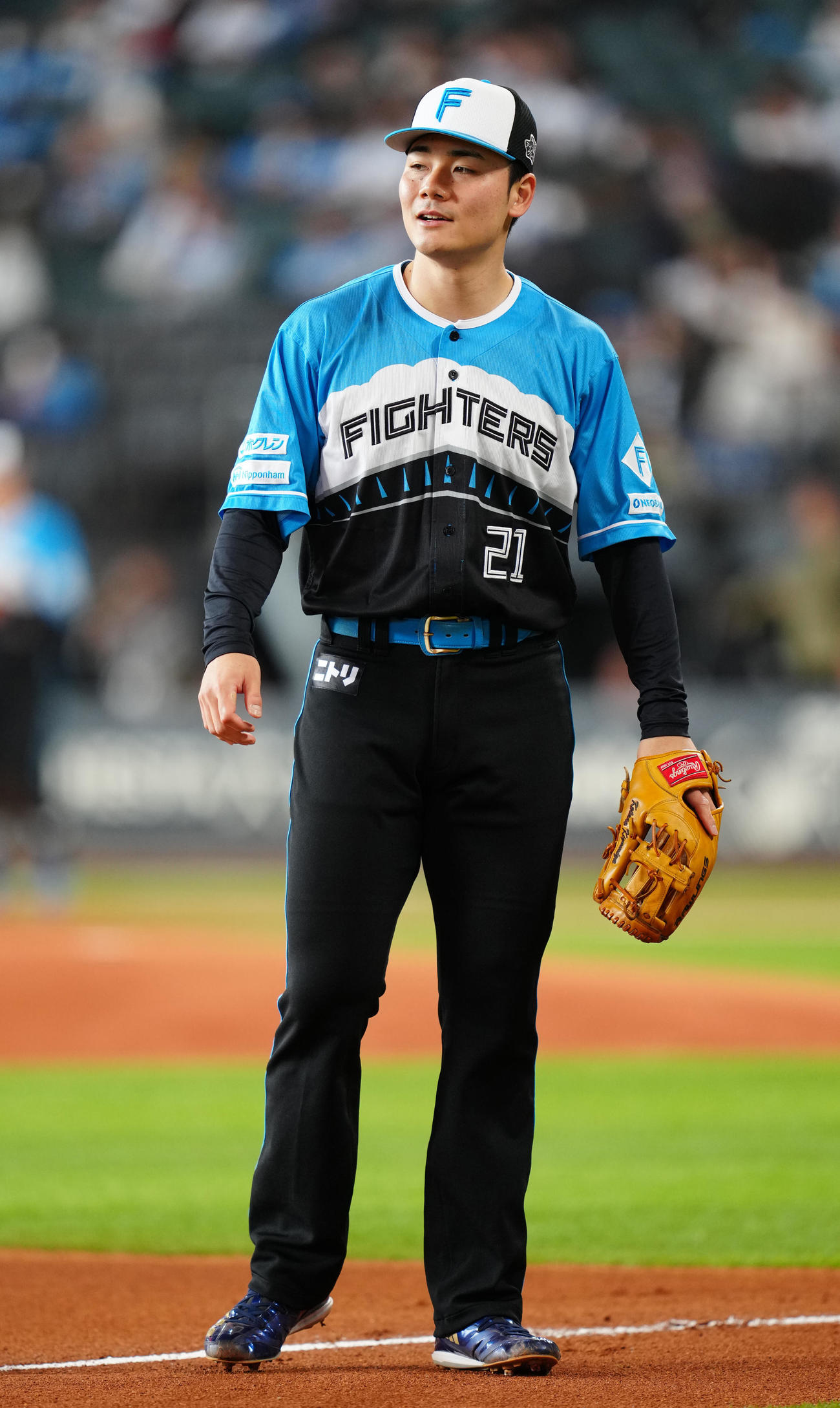 日本ハム対ロッテ　試合前、シートノックに臨む日本ハム清宮幸（撮影・江口和貴）