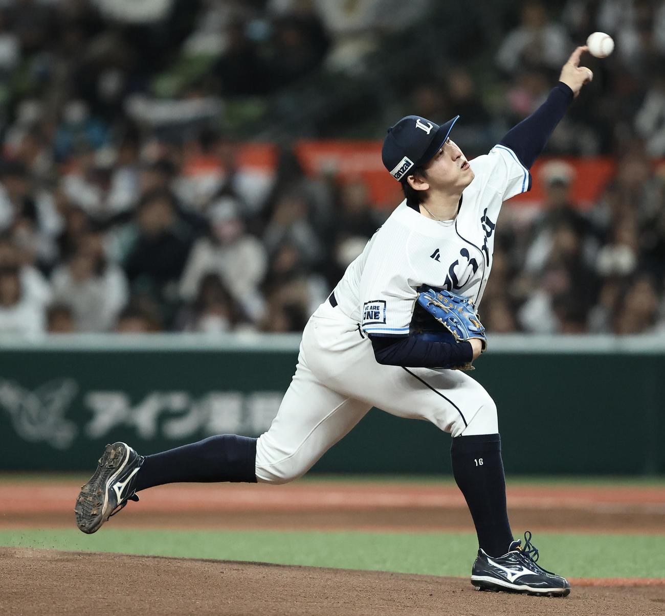 西武対オリックス　先発登板する西武隅田（撮影・河田真司）