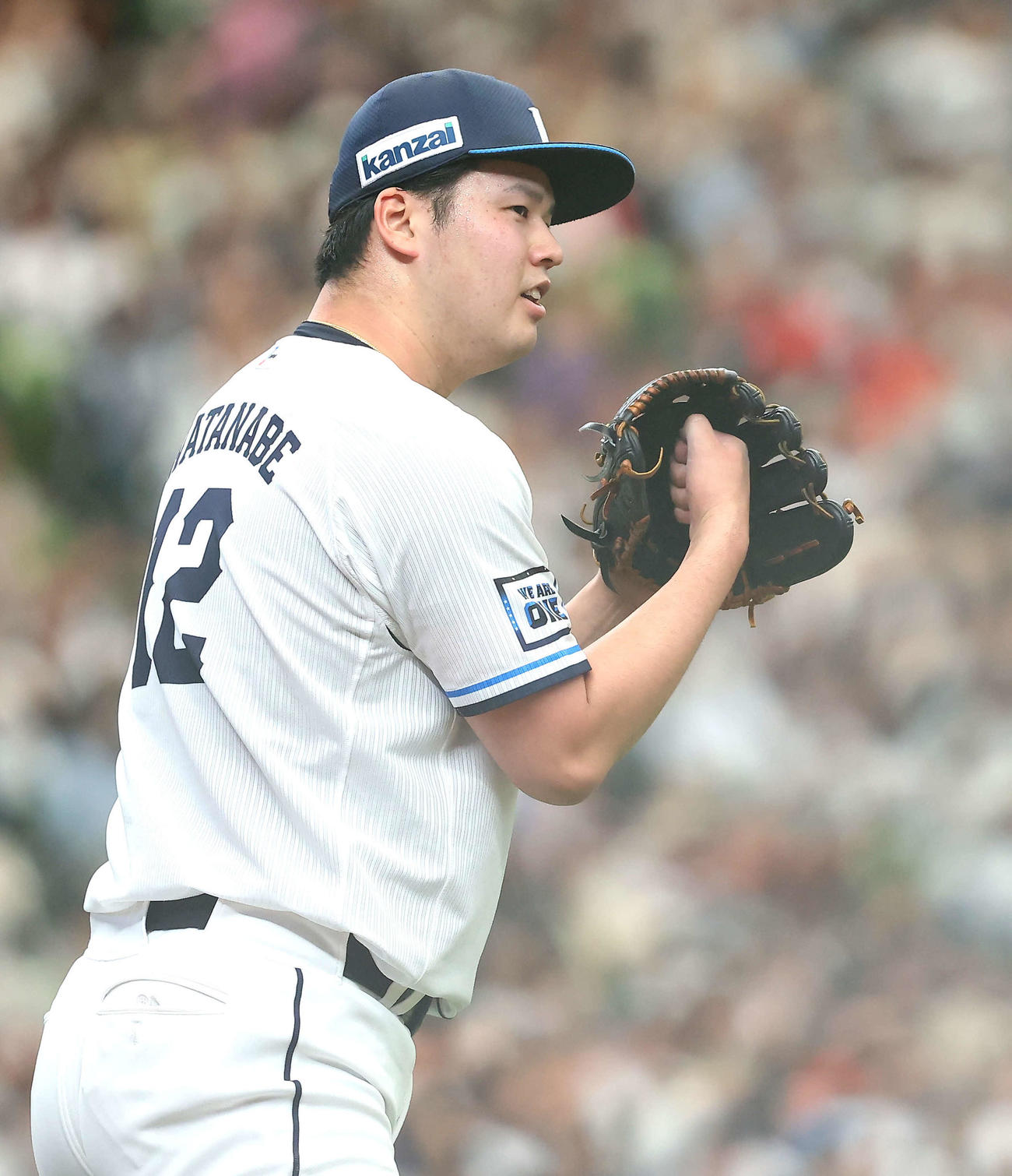 西武対オリックス　3回表オリックス無死一塁、山中稜真を併殺に抑える渡辺（撮影・河田真司）