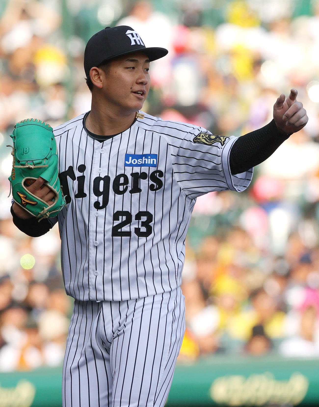 阪神対巨人　6回を3者凡退に抑えた阪神伊原はベンチへ引き揚げる（撮影・上山淳一）