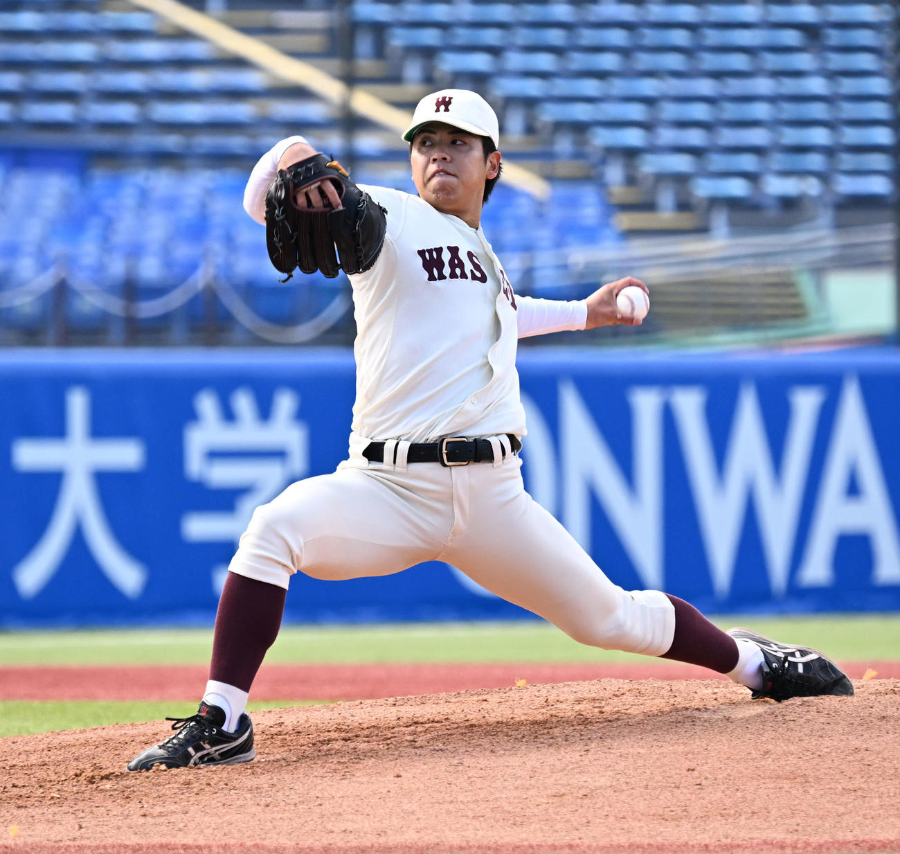 東京六大学野球　法大対早大　法大戦に先発した早大・宮城（撮影・千葉一成）