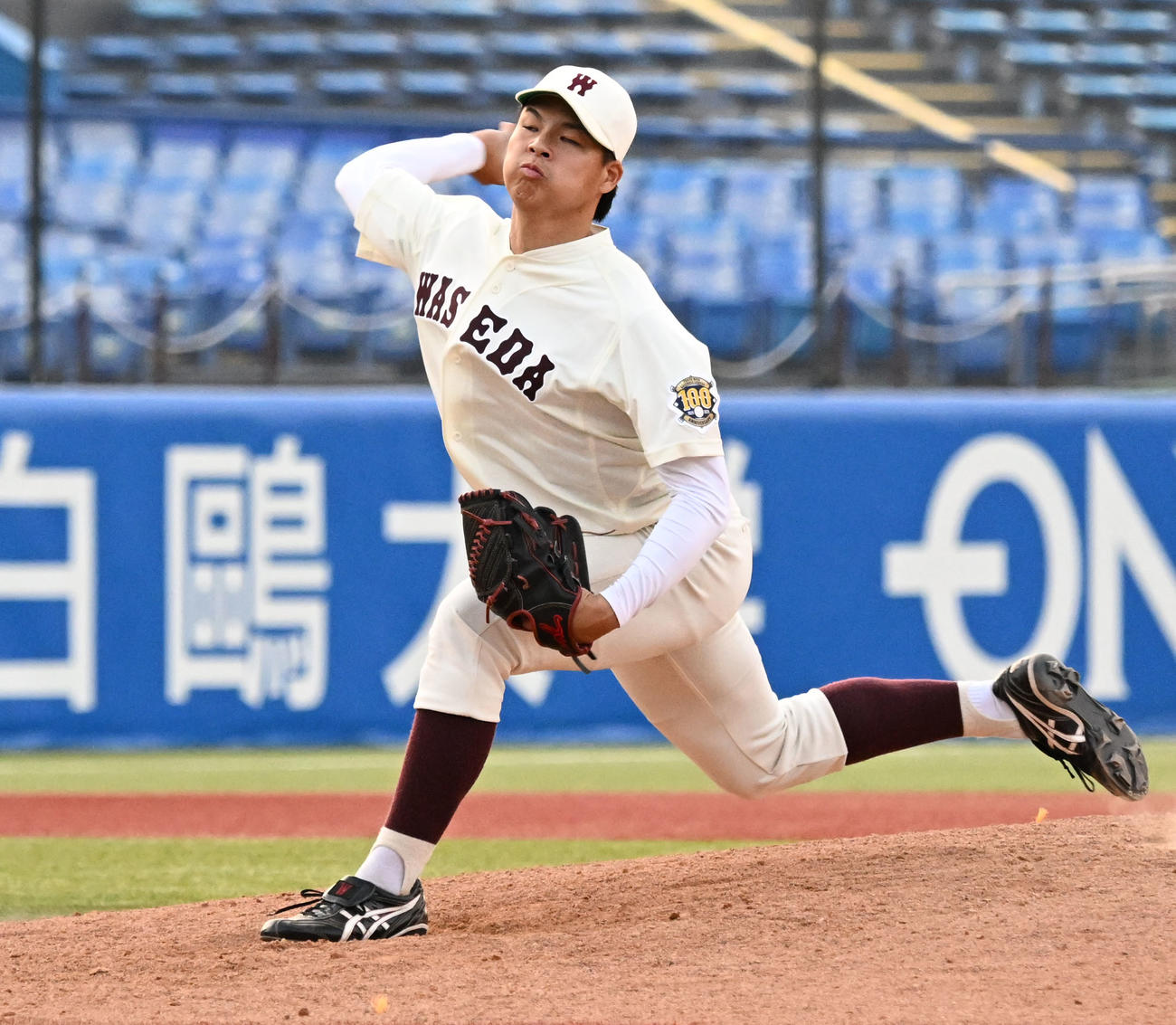 東京六大学野球　法大対早大　8回途中、4番手で登板した早大・田和（撮影・千葉一成）