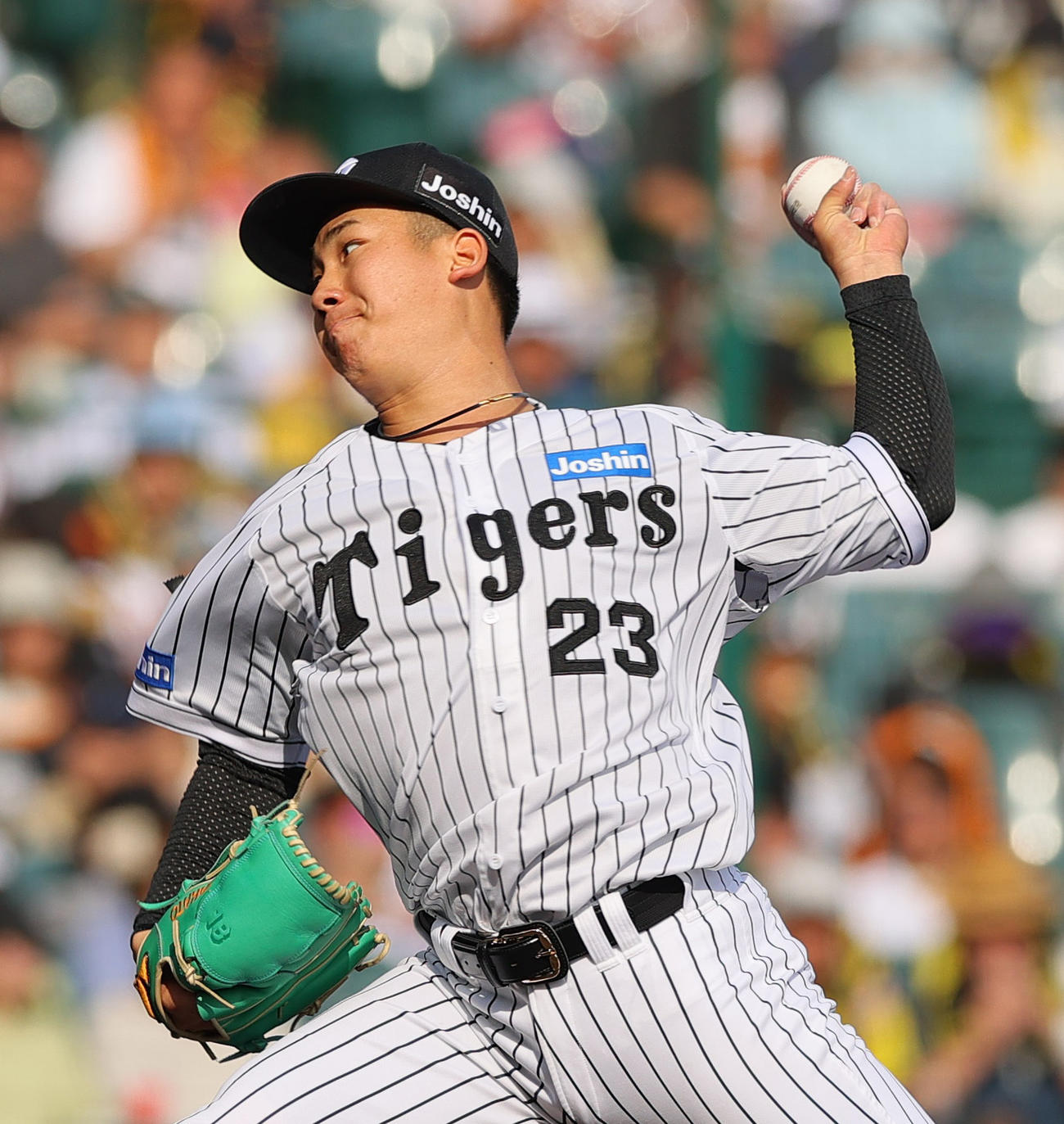 阪神対巨人　6回表、力投する阪神先発の伊原（撮影・上山淳一）