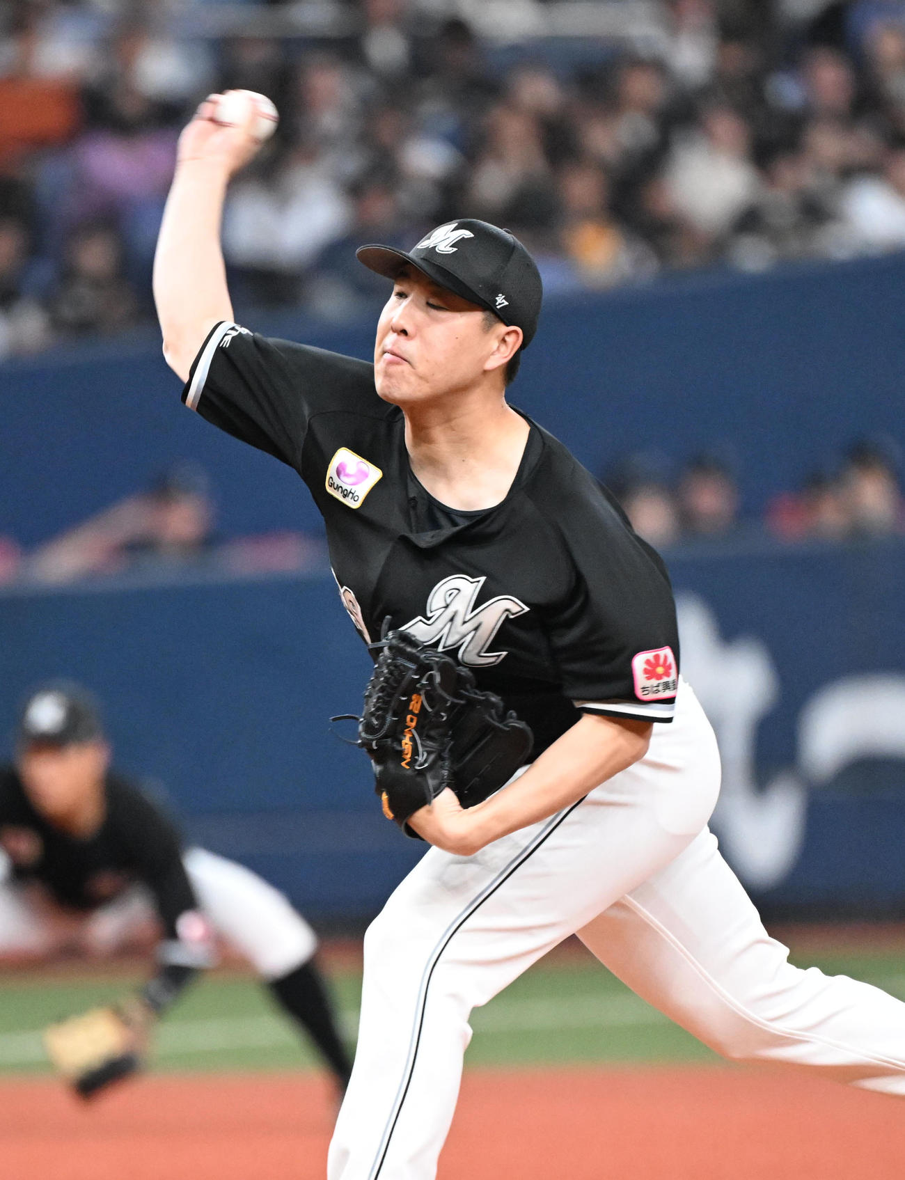 オリックス対ロッテ　先発するロッテ西野（撮影・和賀正仁）