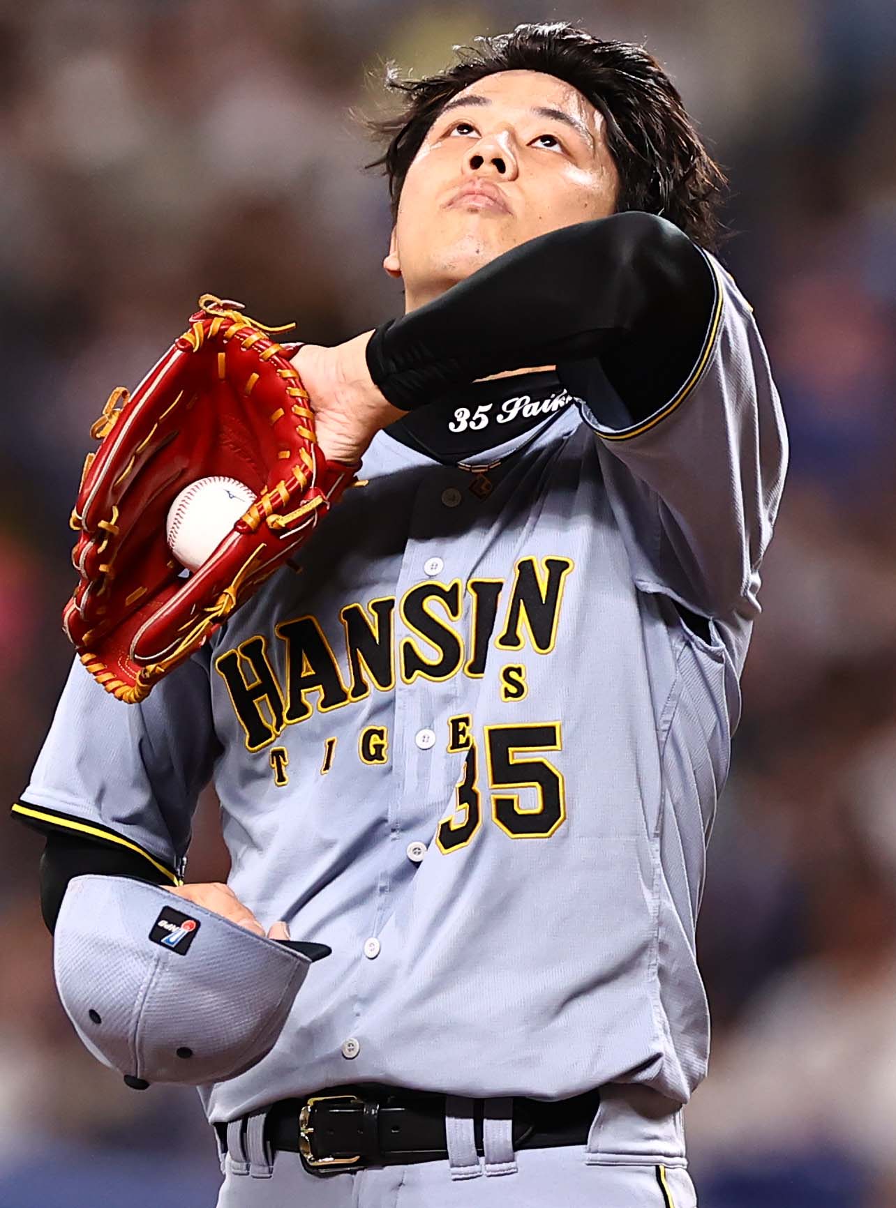 中日対阪神　5回裏中日2死二、三塁、才木は上林に2点適時打を浴びる（撮影・上田博志）