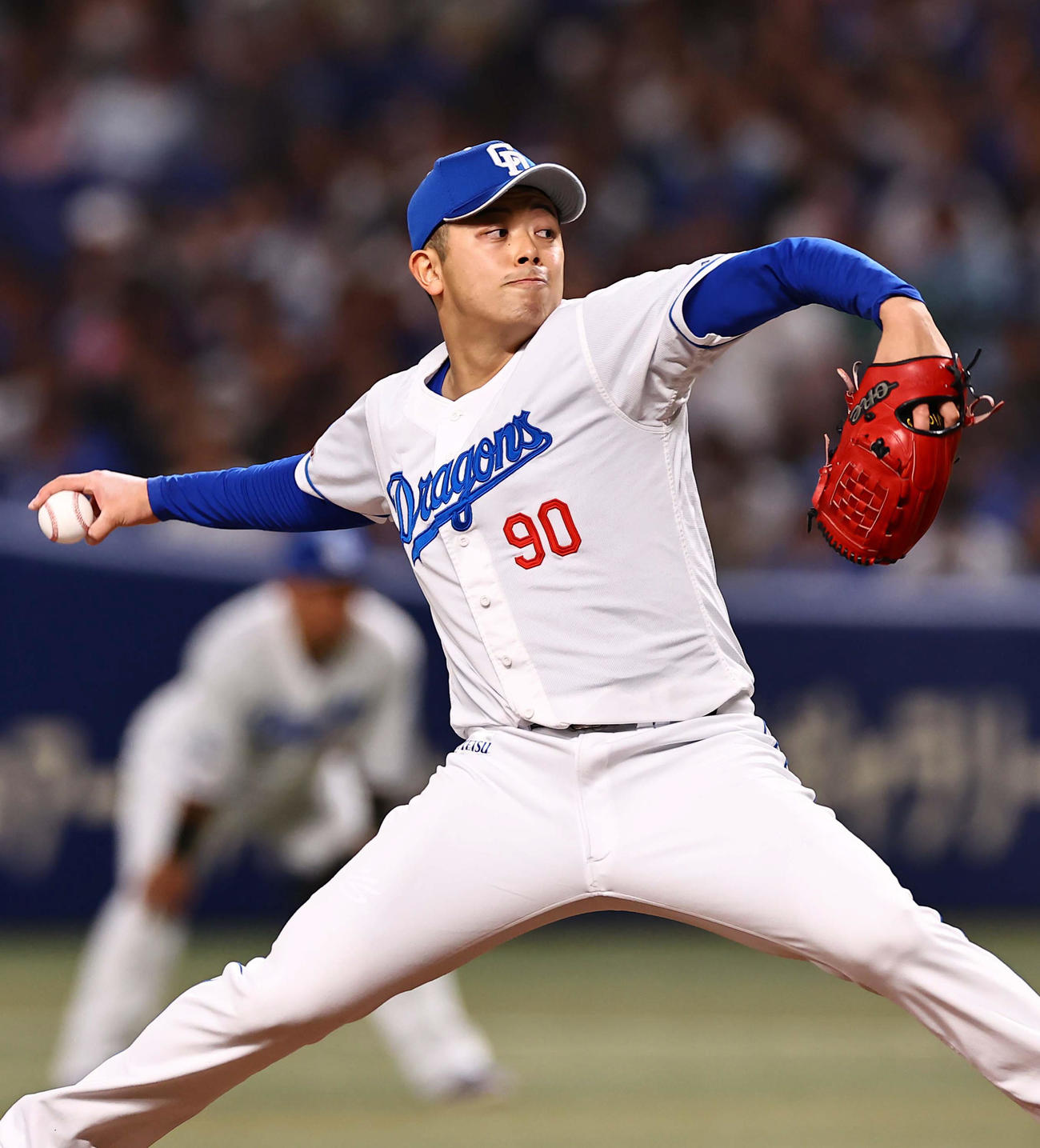 中日対阪神　中日4番手の松山（撮影・上田博志）