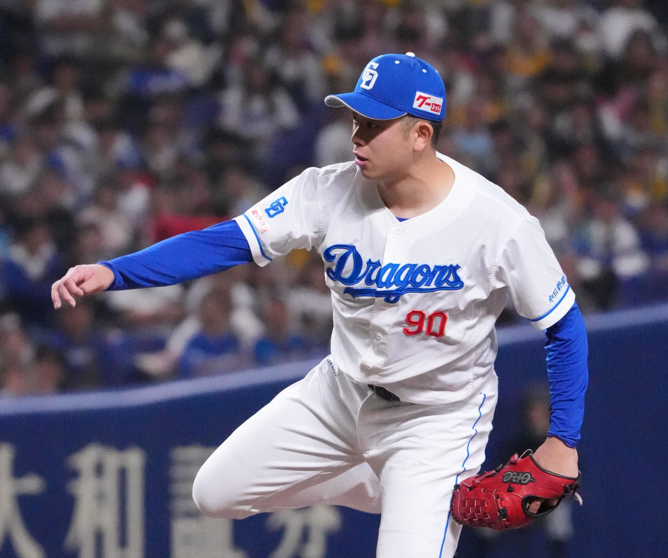 中日対阪神　9回表、中日4番手で登板する松山（撮影・森本幸一）