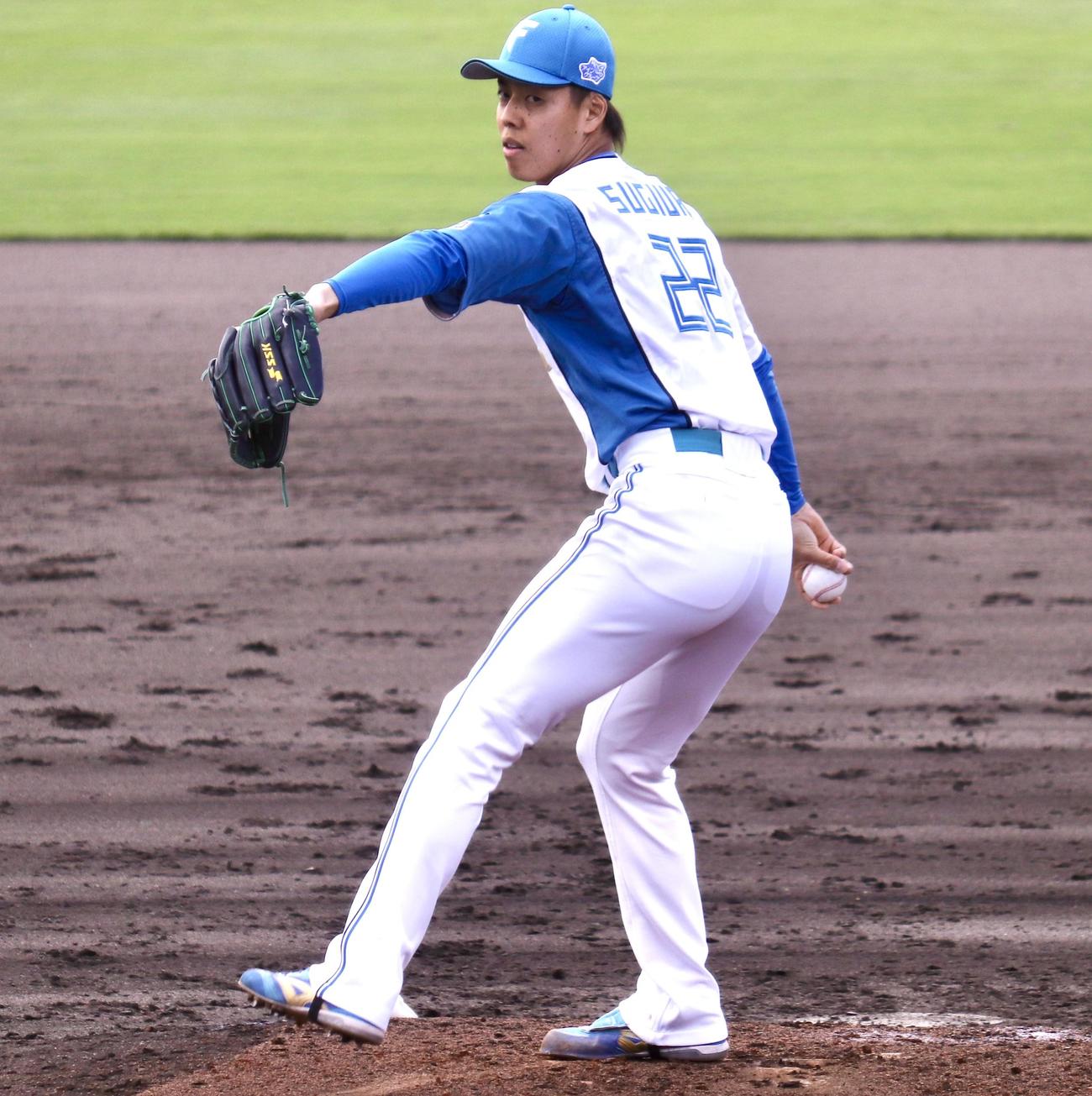 イースタン・リーグ　日本ハム対楽天　日本ハム4番手の杉浦（撮影・黒須亮）