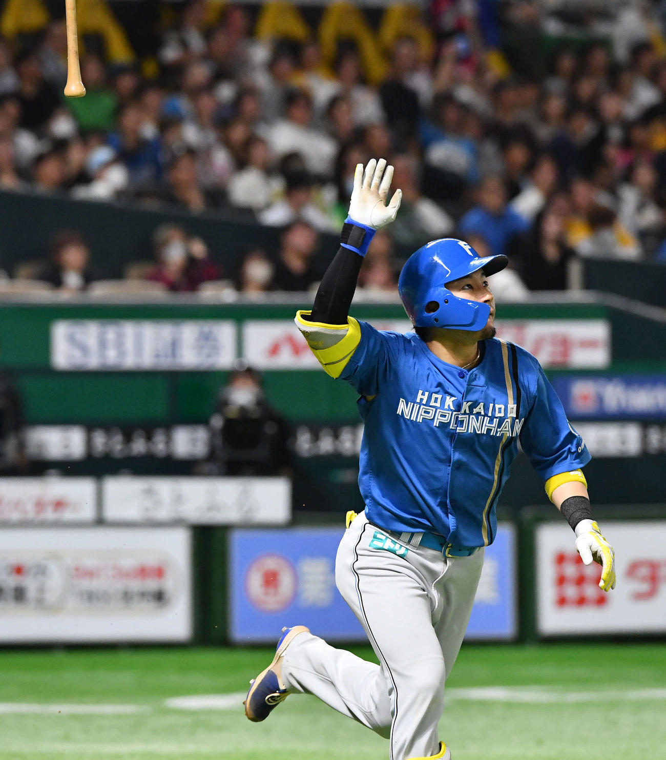 ソフトバンク対日本ハム　10回表日本ハム無死、水野は勝ち越しの右越え本塁打を放つ（撮影・岩下翔太）