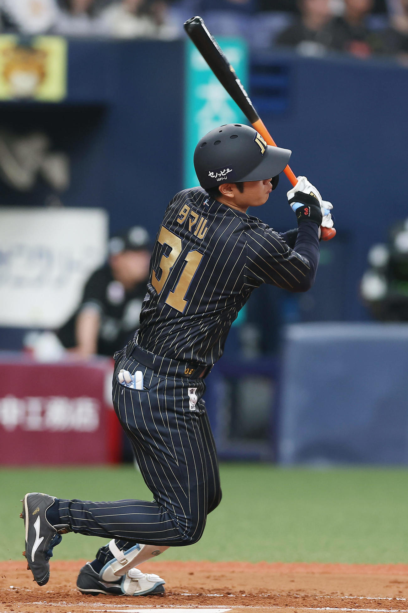 オリックス対ロッテ　3回裏オリックス1死二、三塁、中前2点適時打を放つ太田（撮影・前田充）