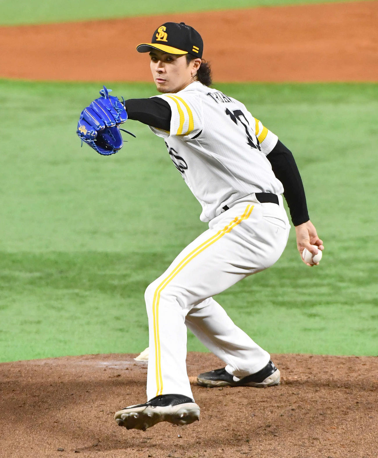 ソフトバンク対日本ハム　ソフトバンク先発の上沢（撮影・岩下翔太）