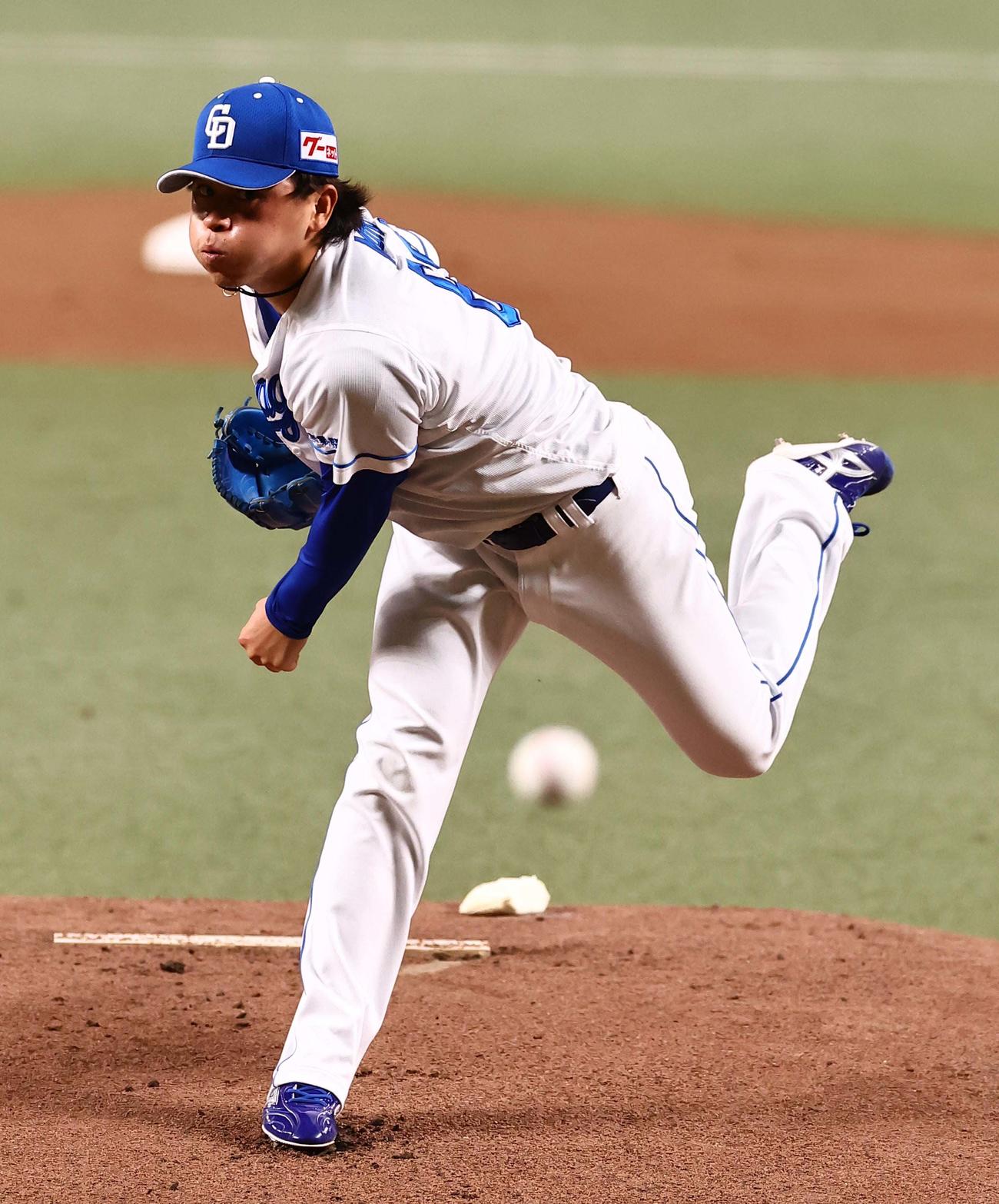 中日対阪神　中日先発の三浦（撮影・上田博志）