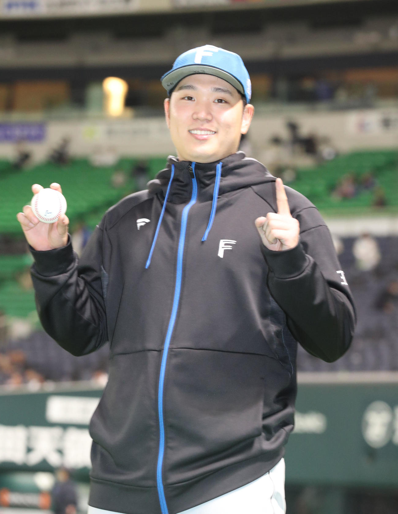 ソフトバンク対日本ハム　勝利投手となった古林睿煬（撮影・梅根麻紀）