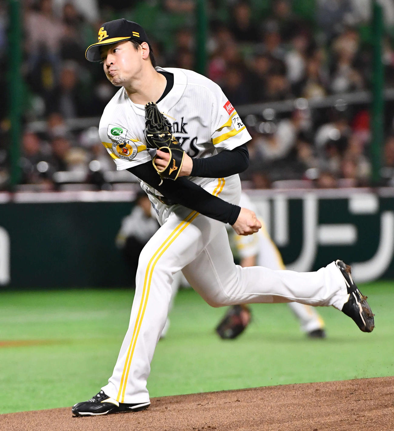 ソフトバンク対ロッテ　ソフトバンク先発の有原（撮影・岩下翔太）